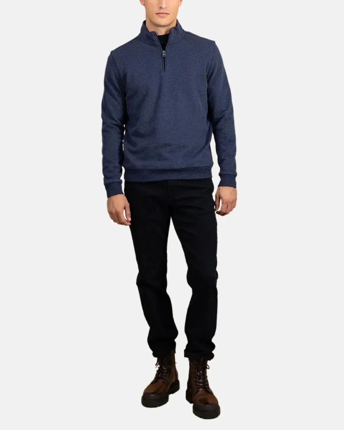 FYNCH-HATTON-FYNCH-HATTON 1/4 ZIP SWEAT MIDNIGHT-NORTHERN THREADS DESIGNER MENSWEAR