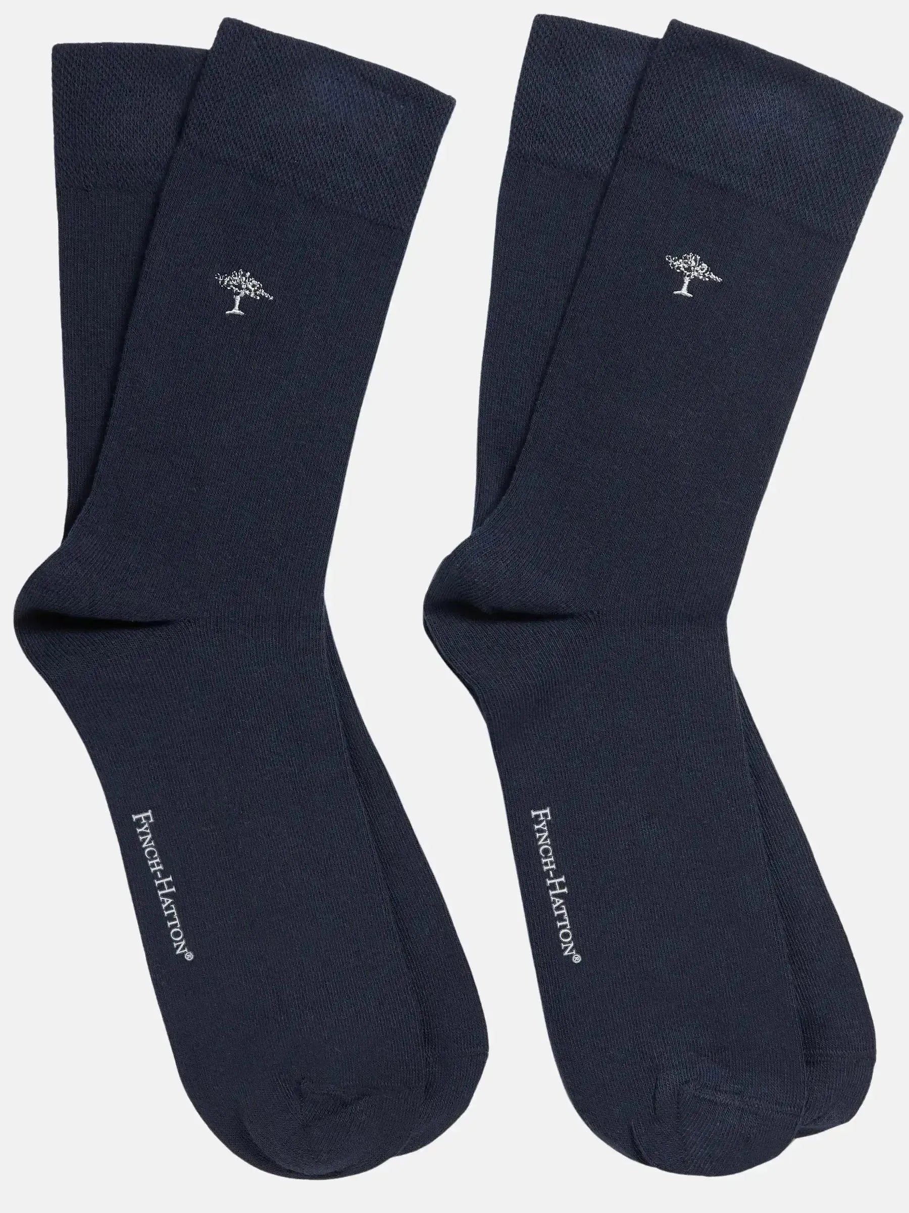 FYNCH-HATTON-Fynch-Hatton 2-Pack Logo Embroidery Socks Navy-NORTHERN THREADS DESIGNER MENSWEAR