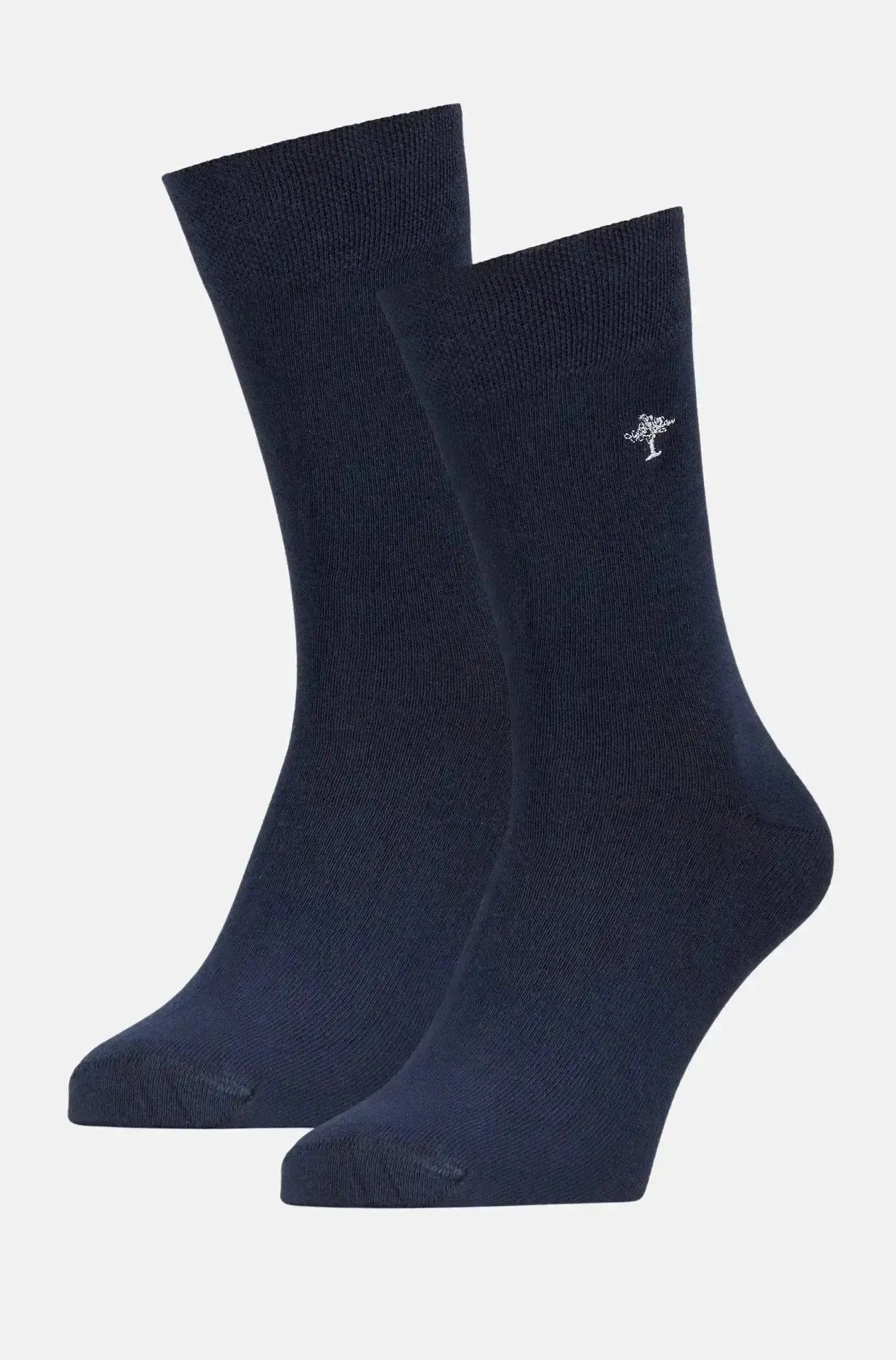 FYNCH-HATTON-Fynch-Hatton 2-Pack Logo Embroidery Socks Navy-NORTHERN THREADS DESIGNER MENSWEAR