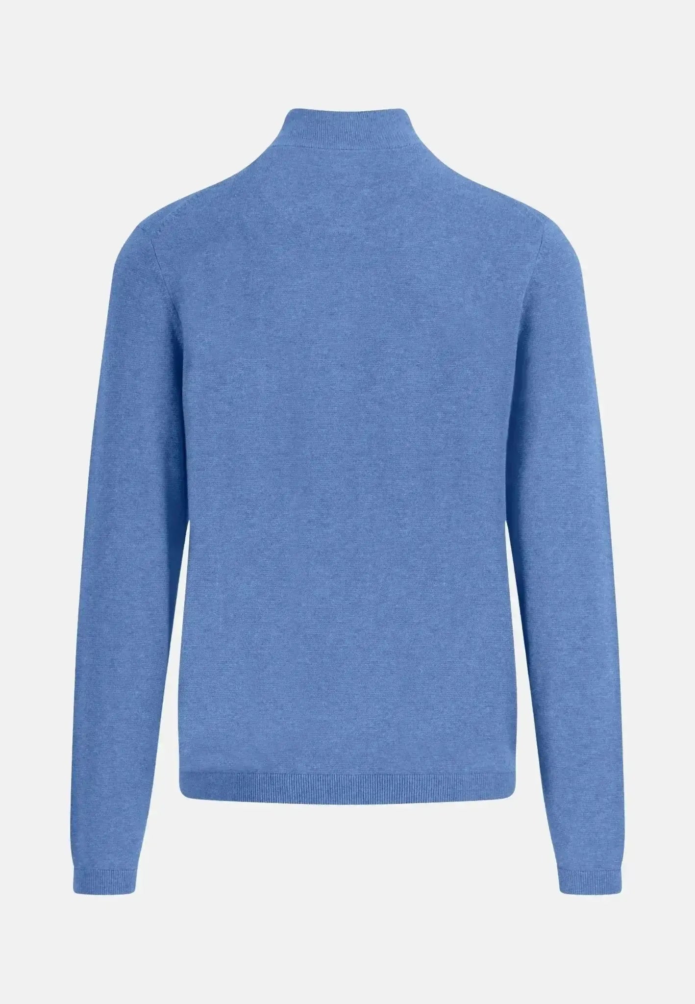 FYNCH-HATTON-Fynch-Hatton Air Cotton 1/4 Zip Knit Crystal Blue-NORTHERN THREADS DESIGNER MENSWEAR