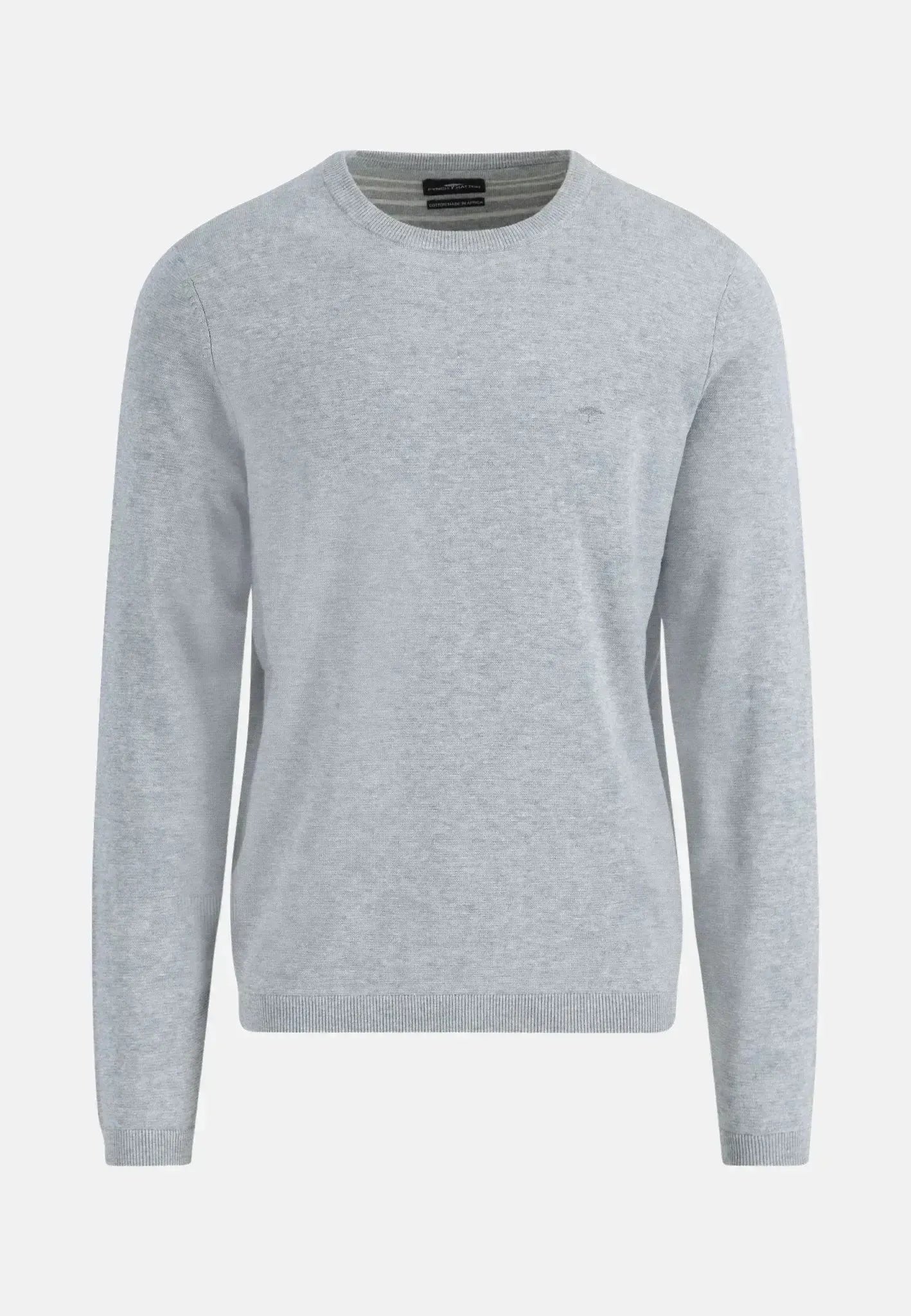 FYNCH-HATTON-Fynch-Hatton Air Cotton Crewneck Knit Light Grey-NORTHERN THREADS DESIGNER MENSWEAR