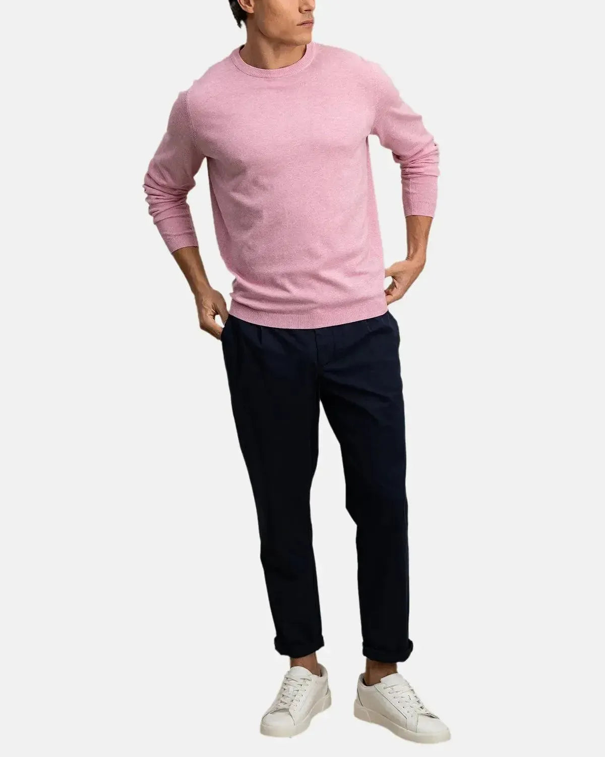 FYNCH-HATTON-FYNCH-HATTON AIR COTTON CREWNECK KNIT PEONY-NORTHERN THREADS DESIGNER MENSWEAR