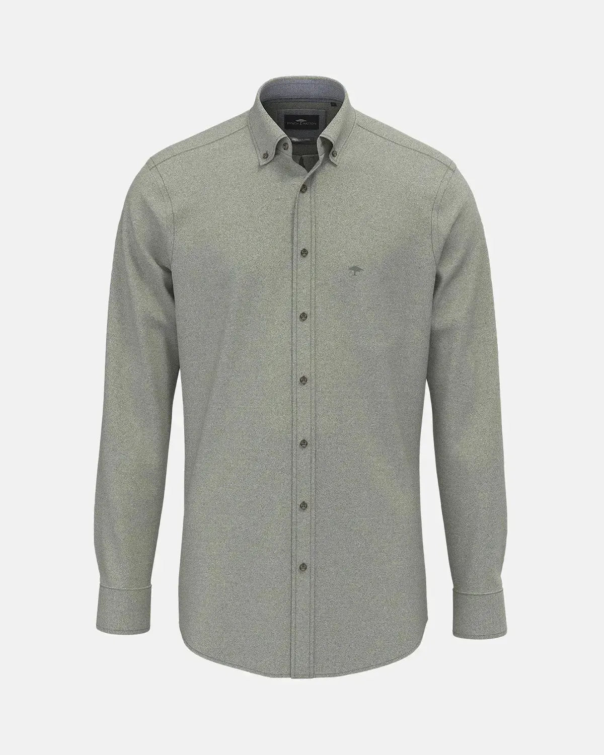FYNCH-HATTON-FYNCH-HATTON BD HERRINGBONE FLANNEL SHIRT DARK IVY-NORTHERN THREADS DESIGNER MENSWEAR