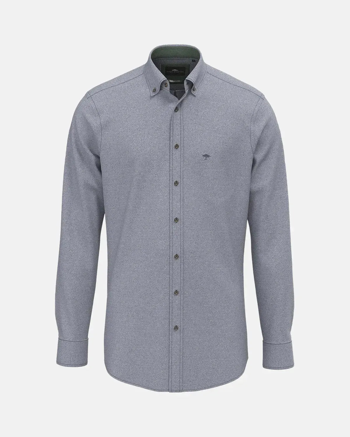 FYNCH-HATTON-FYNCH-HATTON BD HERRINGBONE FLANNEL SHIRT NAVY-NORTHERN THREADS DESIGNER MENSWEAR