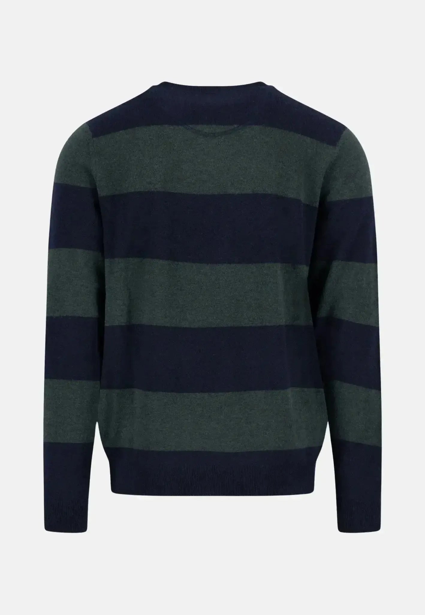 FYNCH-HATTON-Fynch-Hatton Block Stripe Merino Wool Cashmere Crewneck Knit Navy-NORTHERN THREADS DESIGNER MENSWEAR