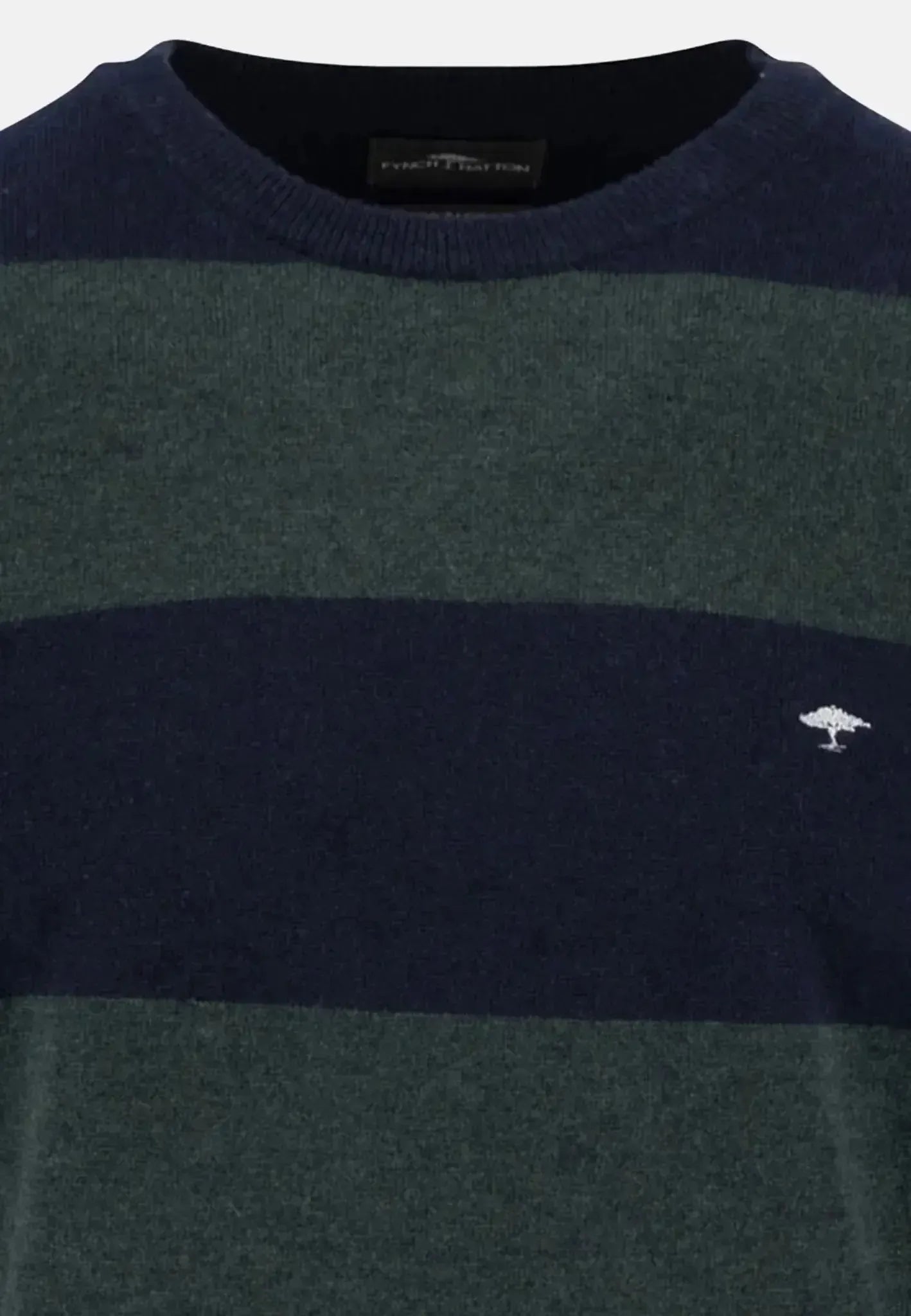 FYNCH-HATTON-Fynch-Hatton Block Stripe Merino Wool Cashmere Crewneck Knit Navy-NORTHERN THREADS DESIGNER MENSWEAR