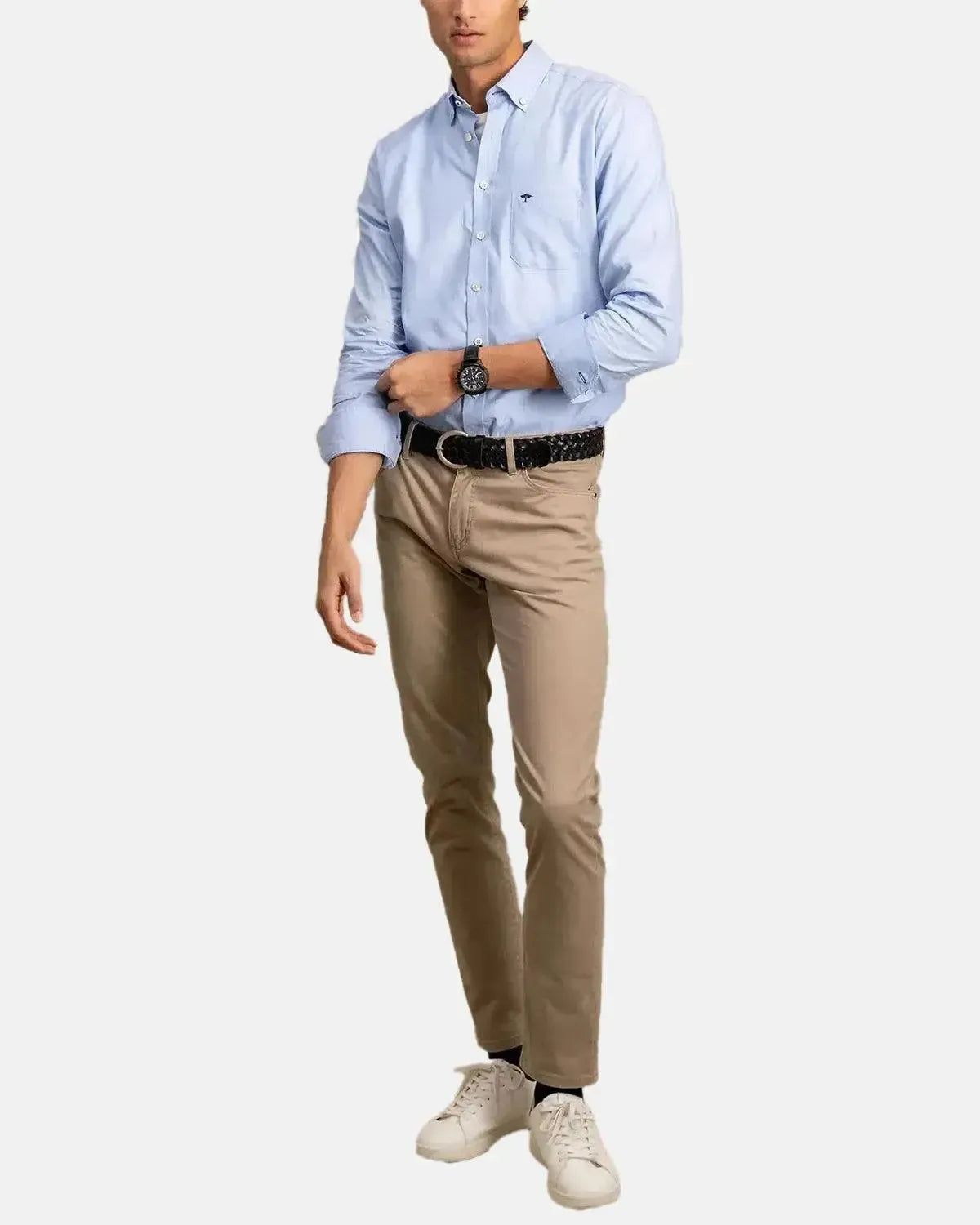 FYNCH-HATTON-FYNCH-HATTON BUTTON DOWN OXFORD SHIRT LIGHT BLUE-NORTHERN THREADS DESIGNER MENSWEAR