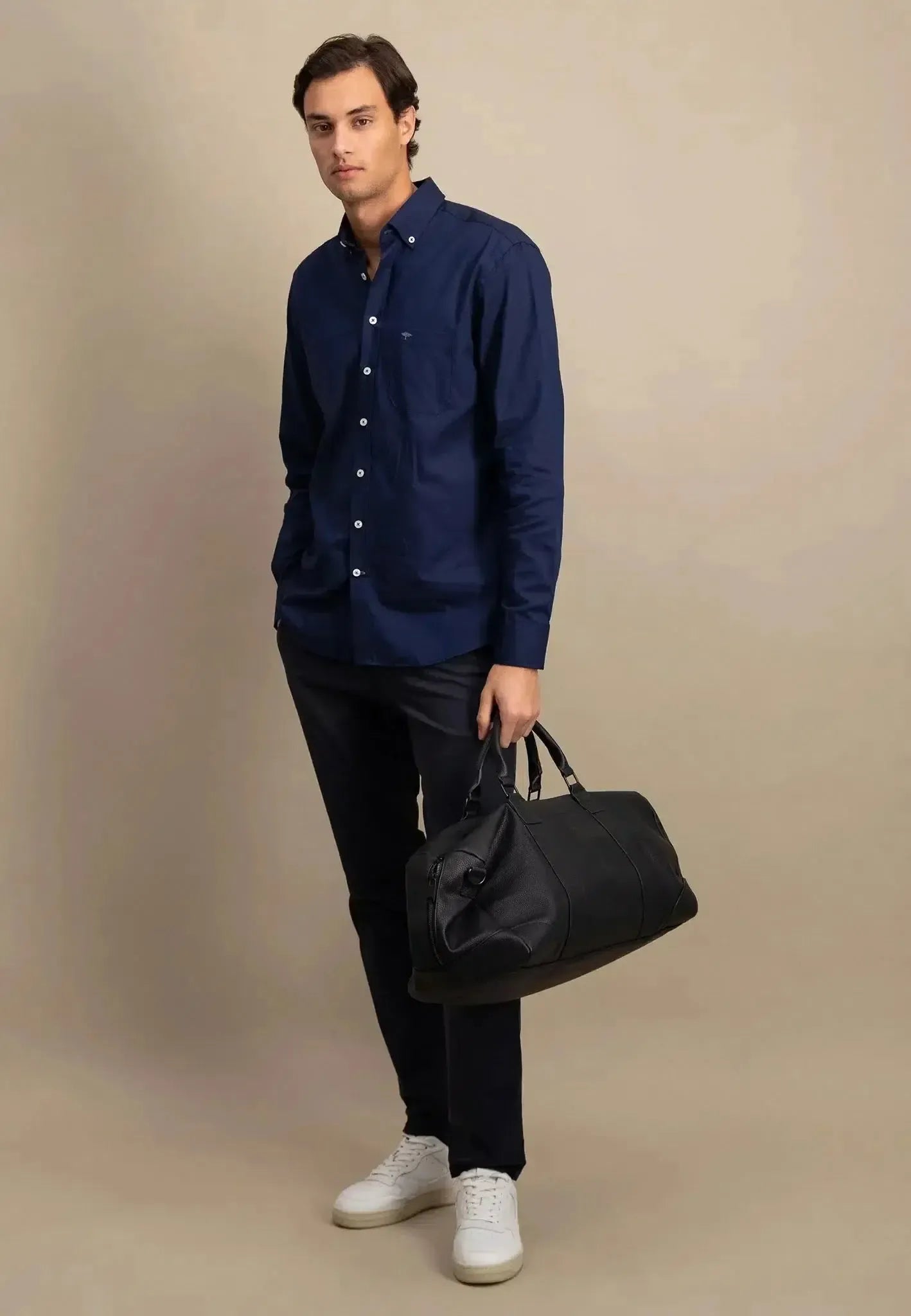 FYNCH-HATTON-Fynch-Hatton Button Down Oxford Shirt Navy-NORTHERN THREADS DESIGNER MENSWEAR