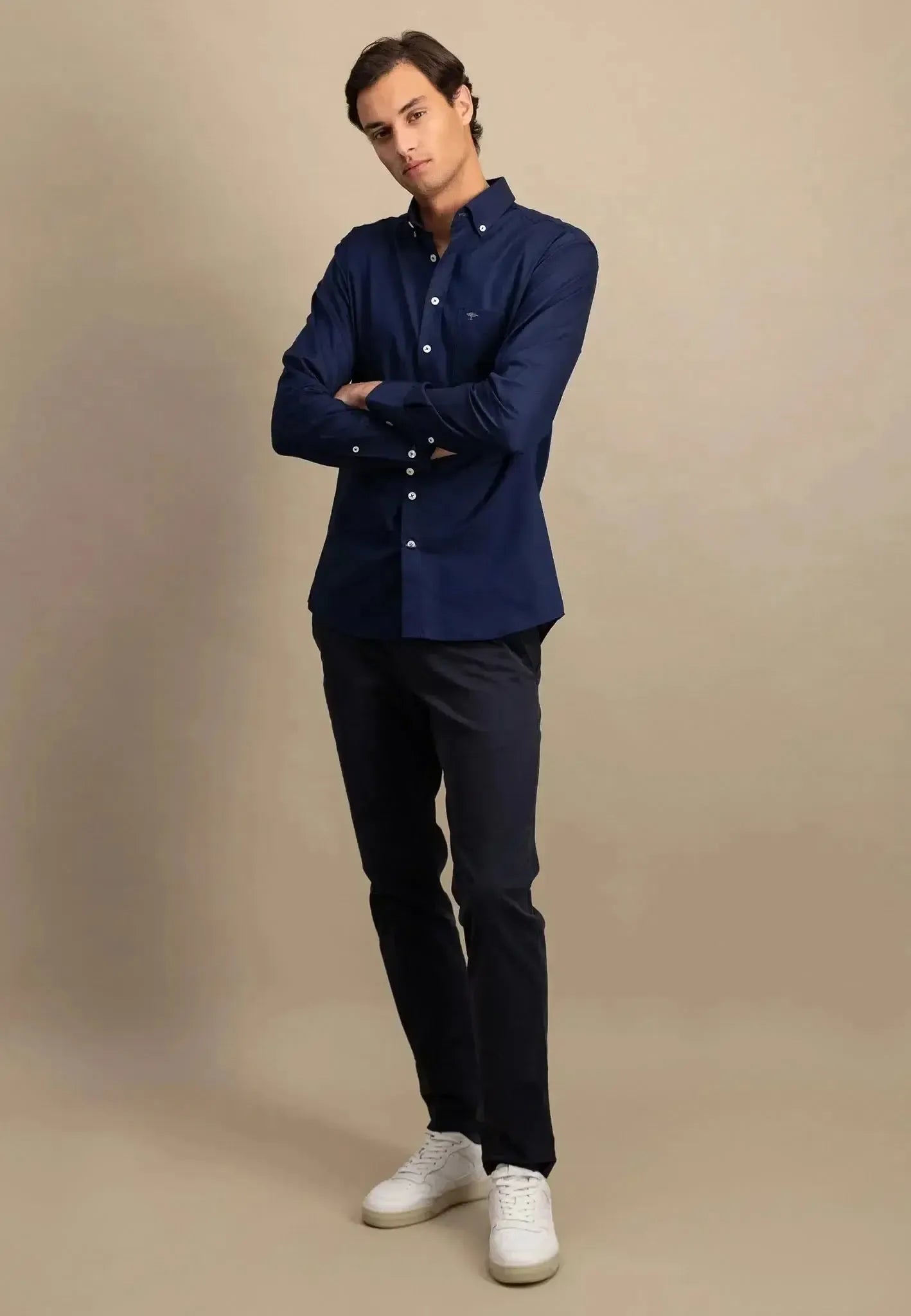 FYNCH-HATTON-Fynch-Hatton Button Down Oxford Shirt Navy-NORTHERN THREADS DESIGNER MENSWEAR