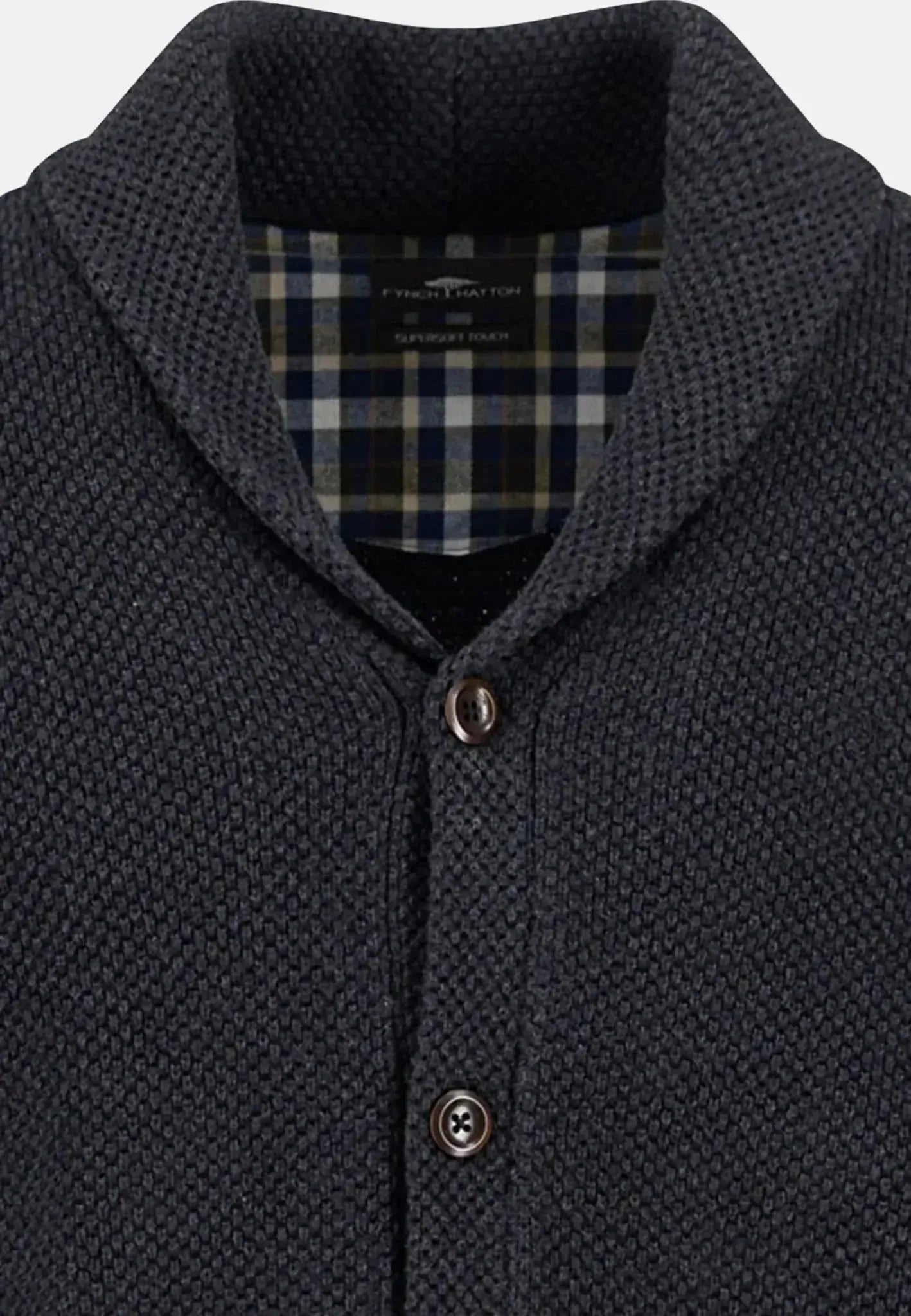 FYNCH-HATTON-Fynch-Hatton Buttoned Shawl Collar Cardigan Charcoal-NORTHERN THREADS DESIGNER MENSWEAR