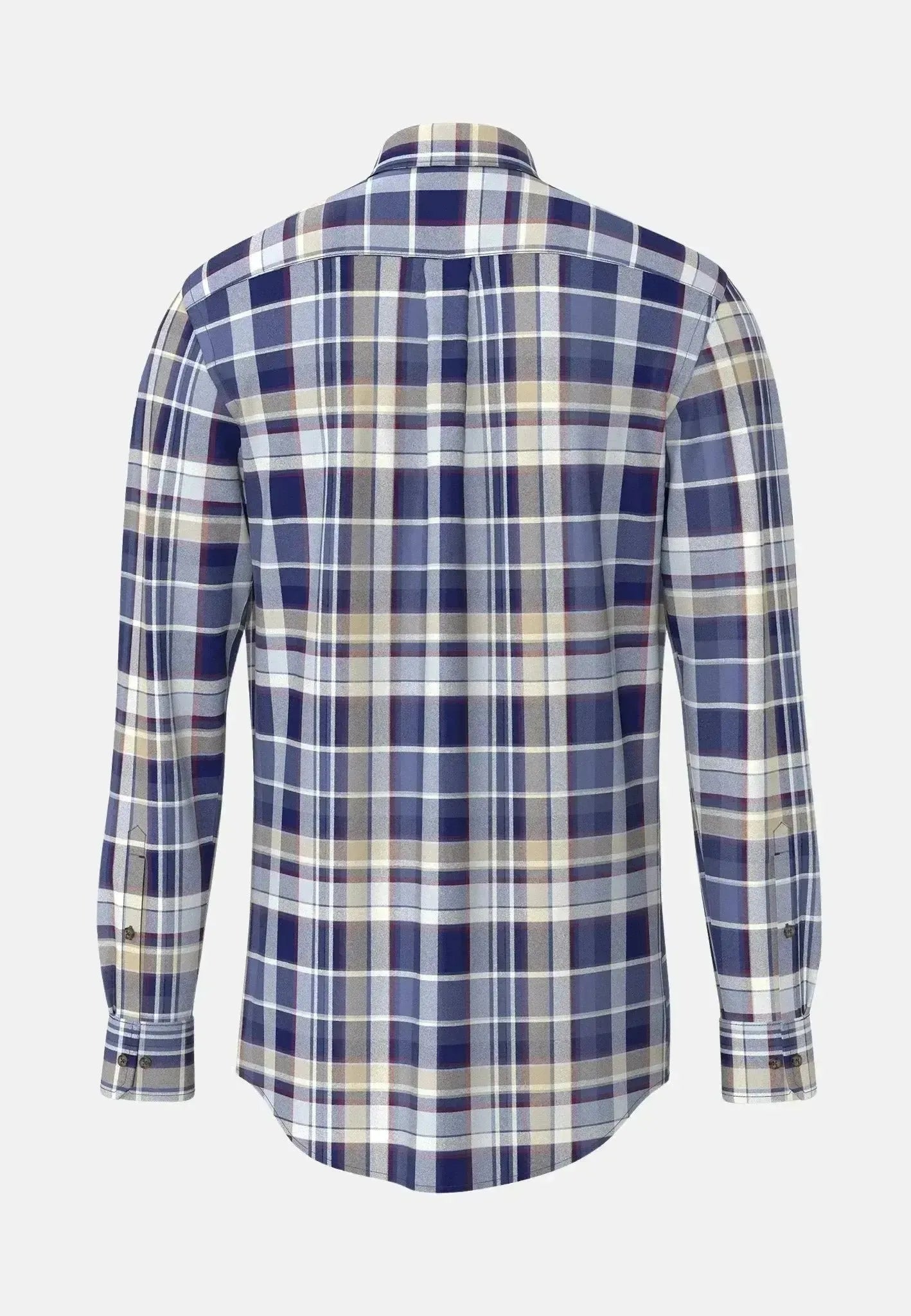FYNCH-HATTON-Fynch-Hatton Colourful Check Button Down Flannel Shirt Misty Blue-NORTHERN THREADS DESIGNER MENSWEAR