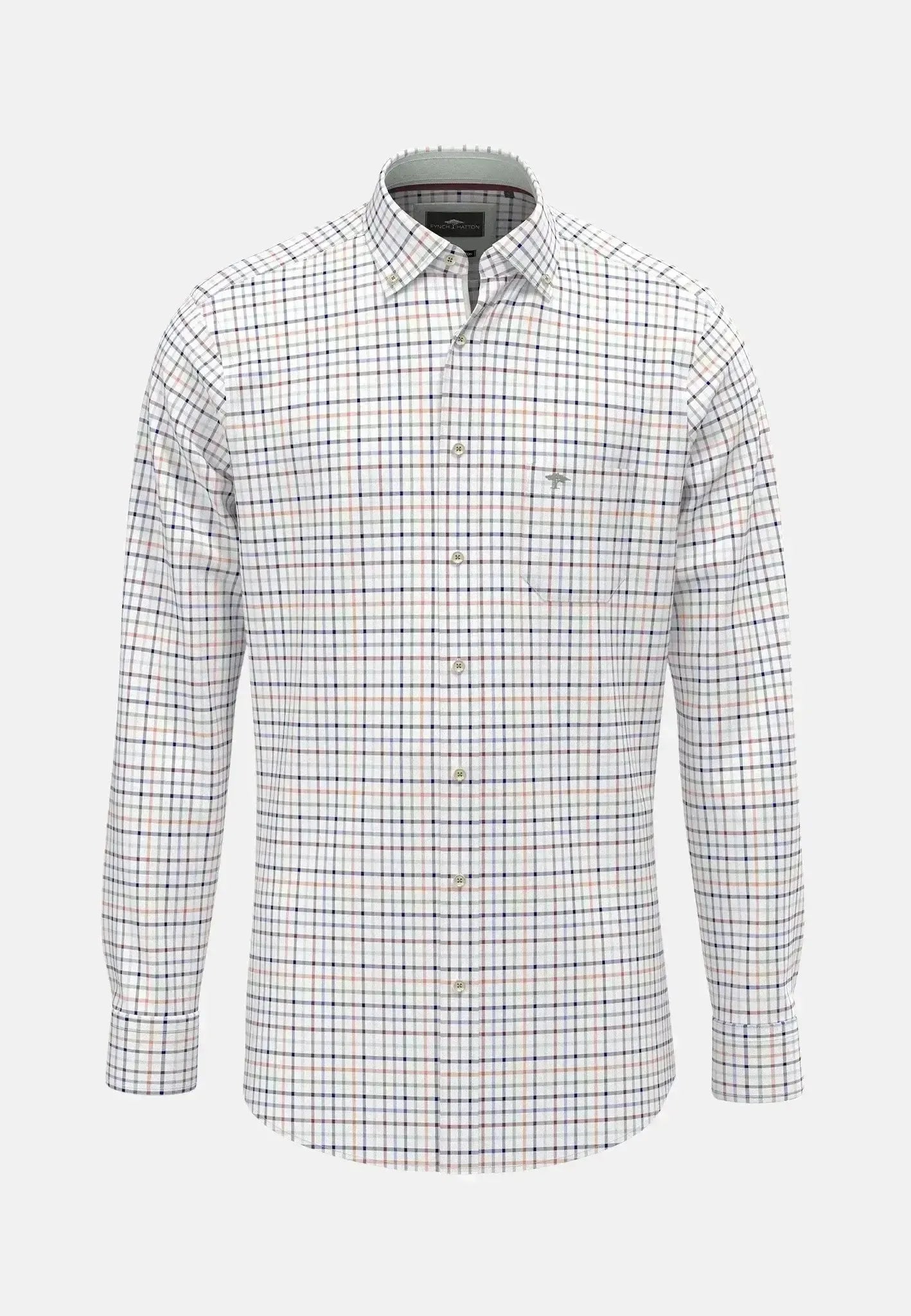 FYNCH-HATTON-Fynch-Hatton Colourful Combi Check B.D. Shirt Berry-NORTHERN THREADS DESIGNER MENSWEAR