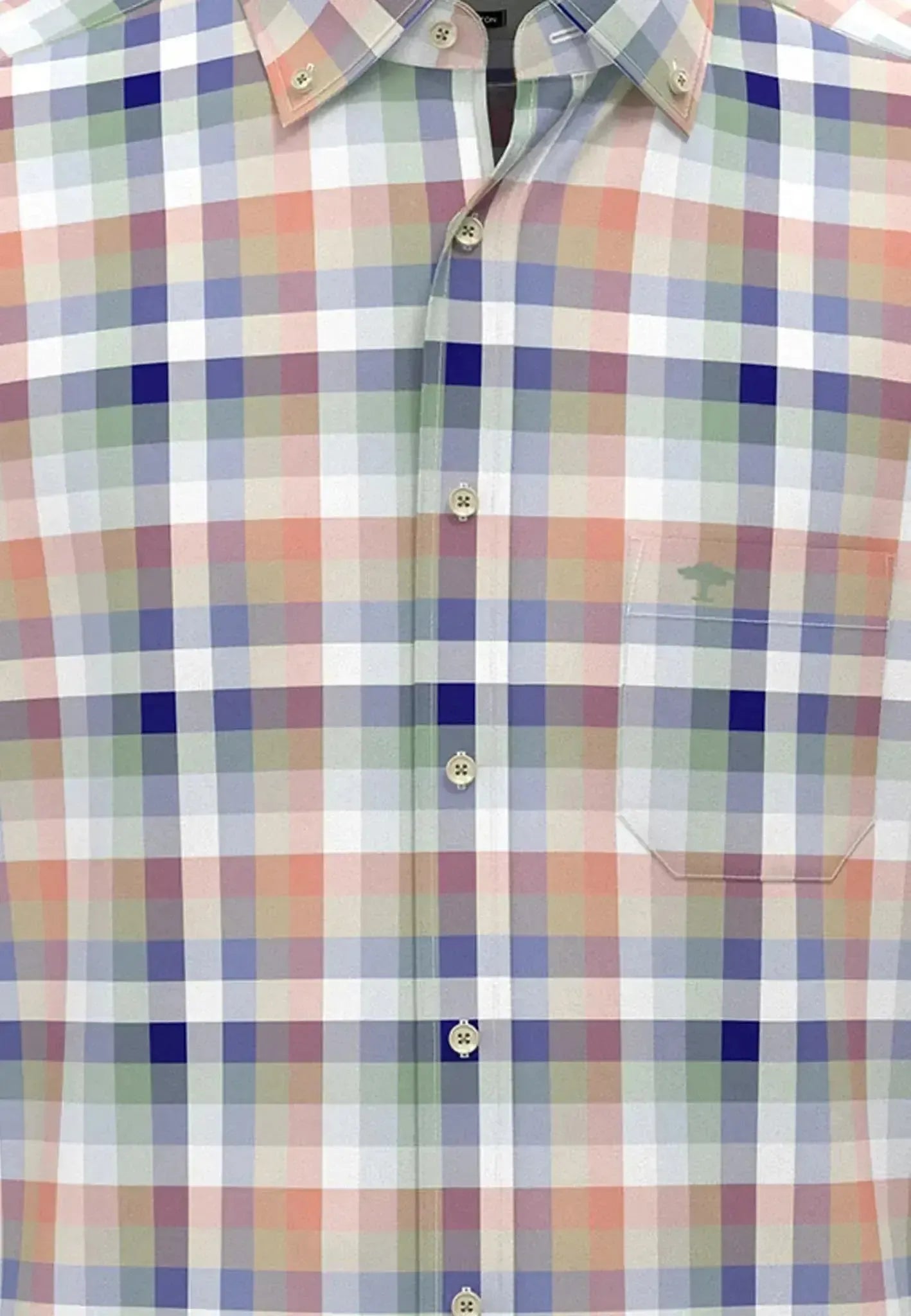 FYNCH-HATTON-Fynch-Hatton Colourful Combi Check B.D. Shirt Peach-NORTHERN THREADS DESIGNER MENSWEAR