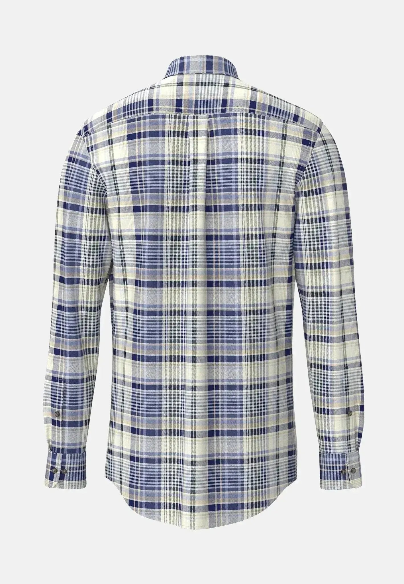 FYNCH-HATTON-Fynch-Hatton Colourful Flannel Button Down Check Shirt Misty Blue-NORTHERN THREADS DESIGNER MENSWEAR