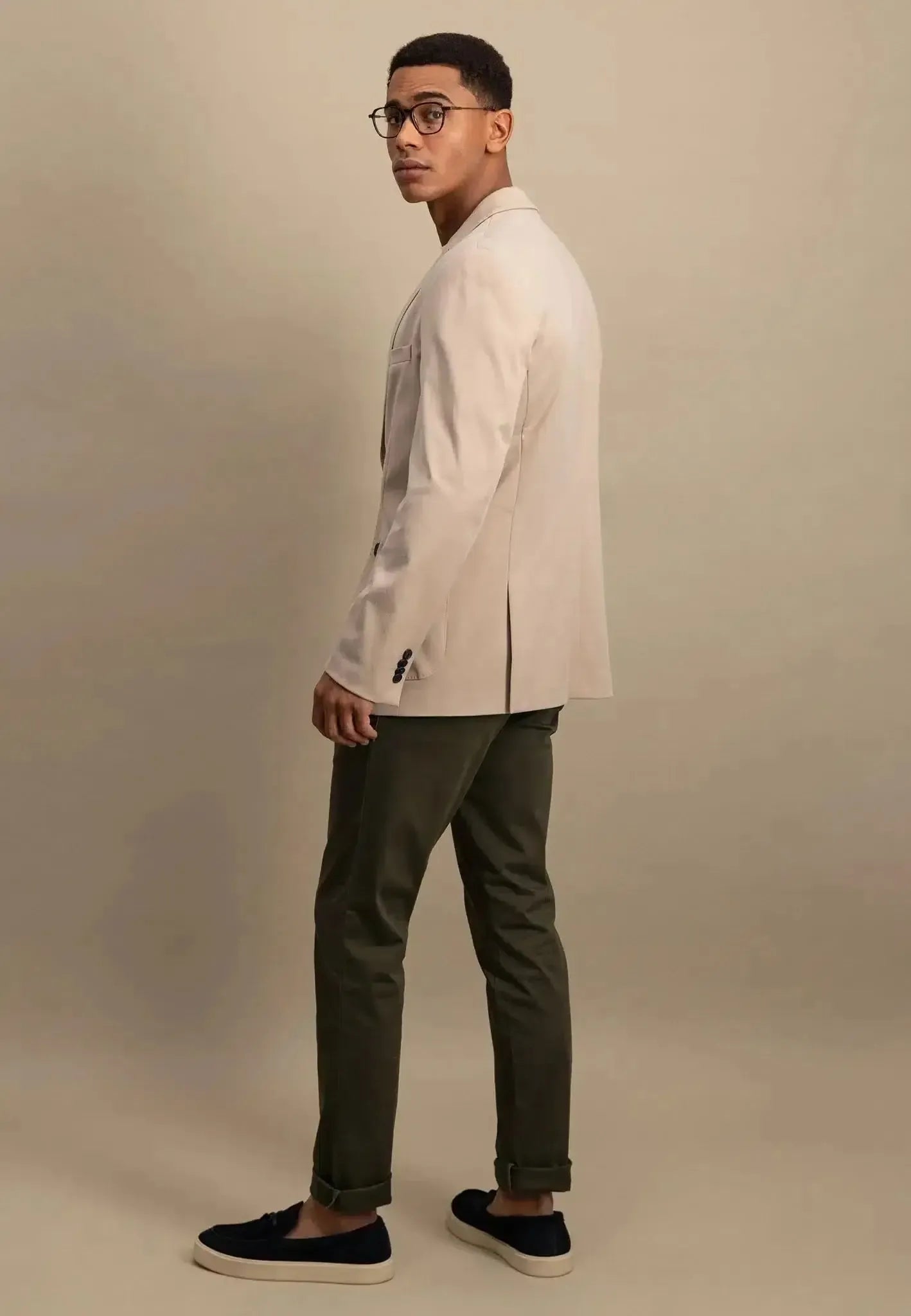 FYNCH-HATTON-Fynch-Hatton Cotton Twill Blazer Beige-NORTHERN THREADS DESIGNER MENSWEAR