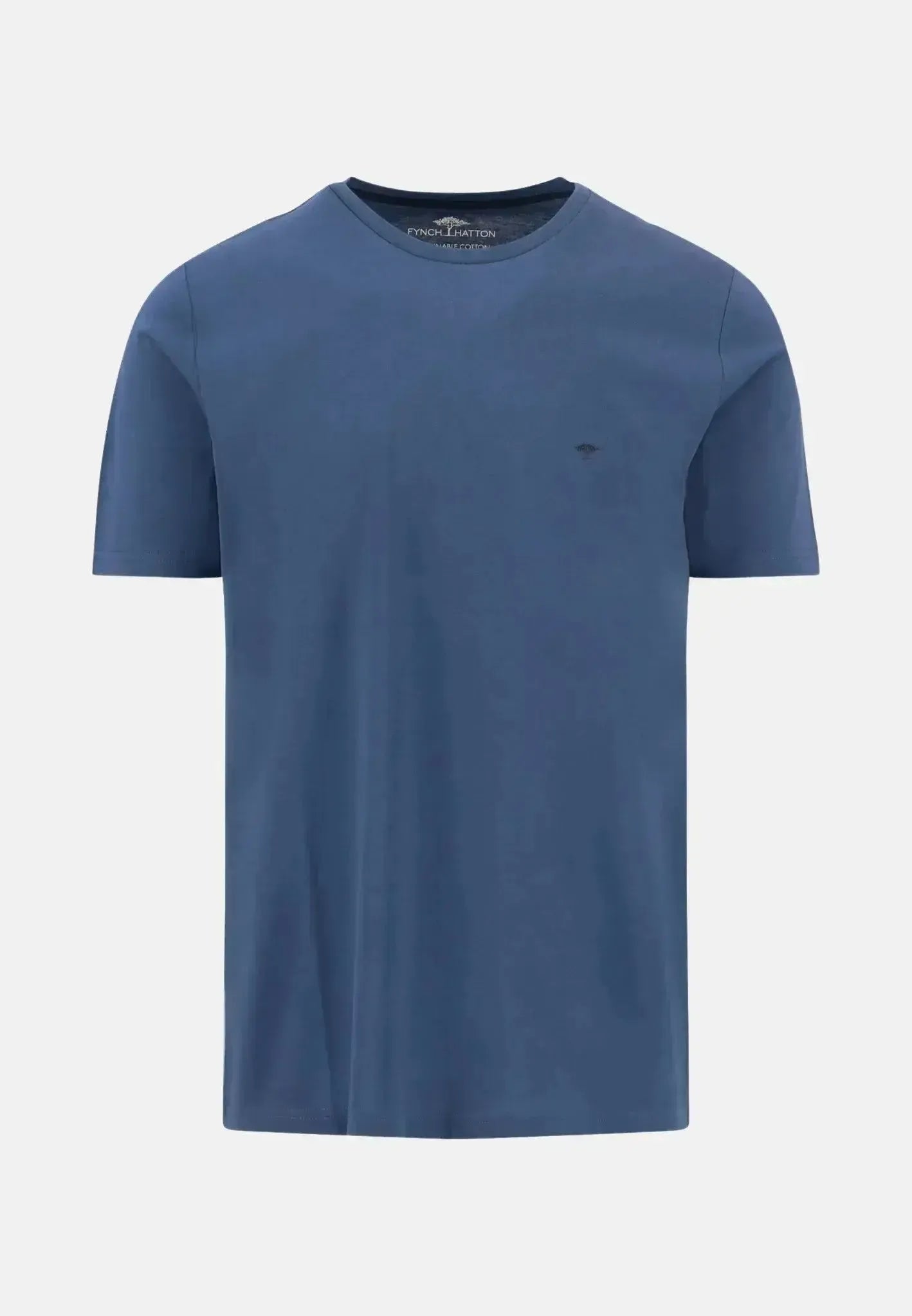 FYNCH-HATTON-Fynch-Hatton Crew Neck T-Shirt Misty Blue-NORTHERN THREADS DESIGNER MENSWEAR