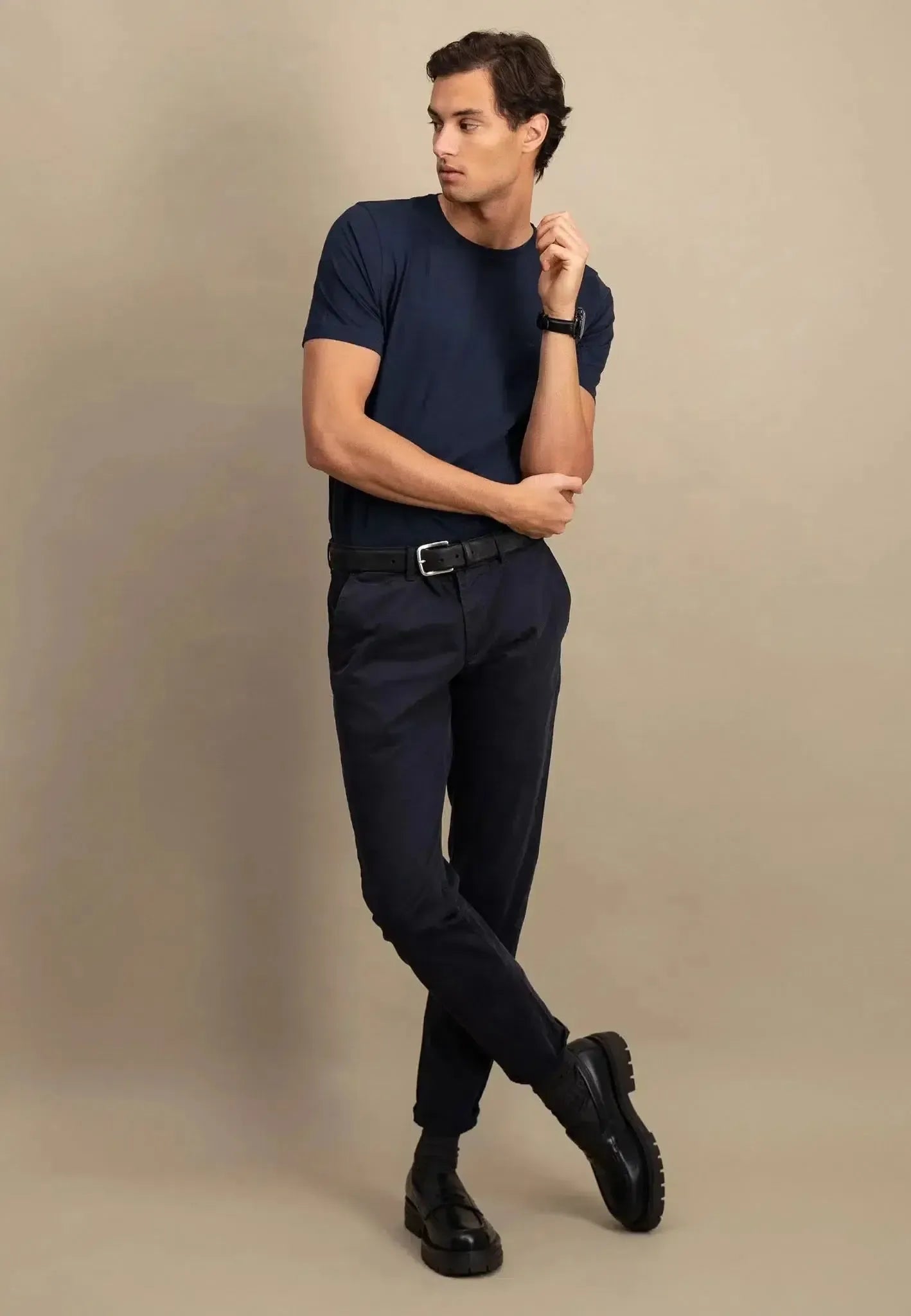 FYNCH-HATTON-Fynch-Hatton Crew Neck T-Shirt Navy-NORTHERN THREADS DESIGNER MENSWEAR