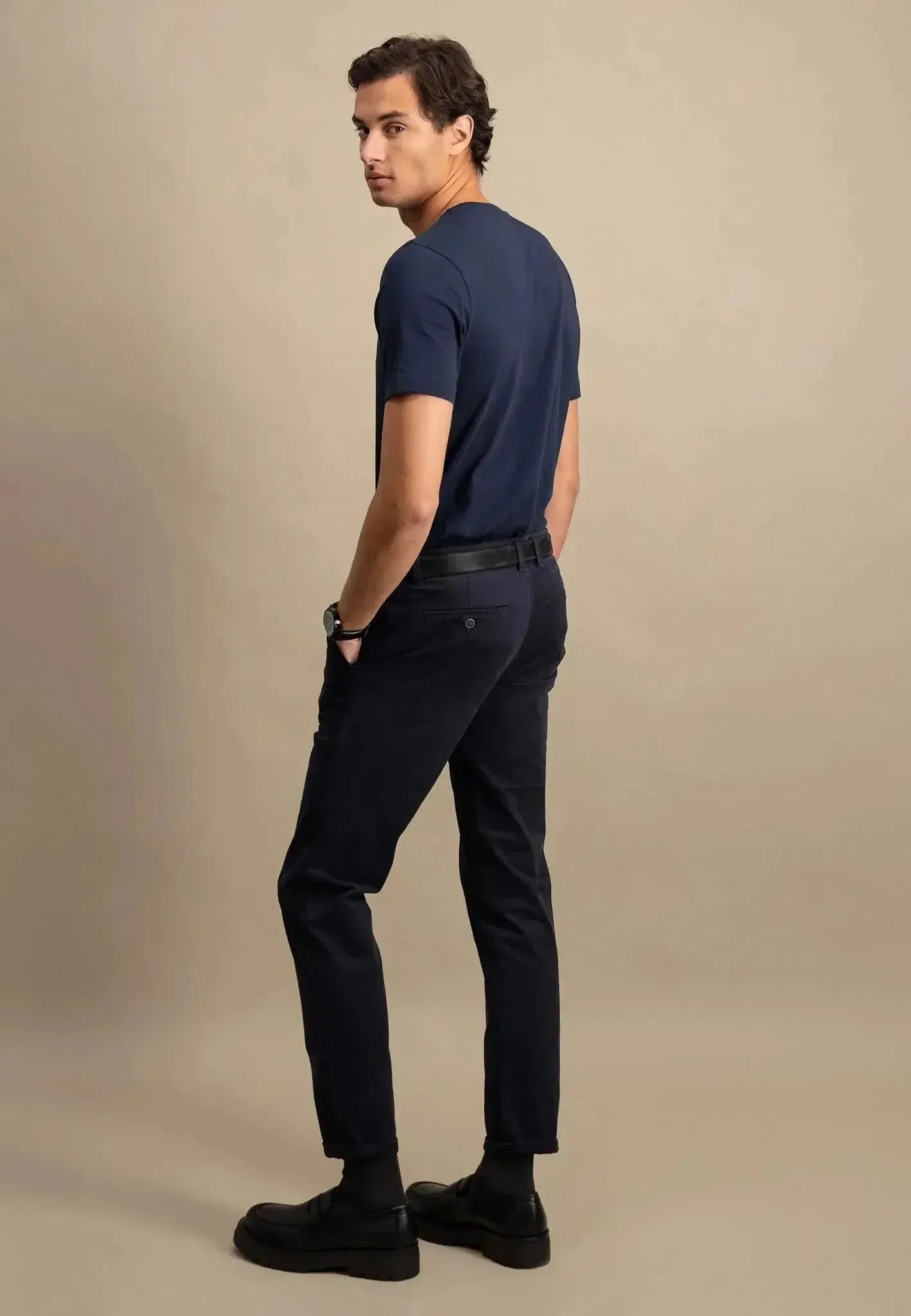 FYNCH-HATTON-Fynch-Hatton Crew Neck T-Shirt Navy-NORTHERN THREADS DESIGNER MENSWEAR