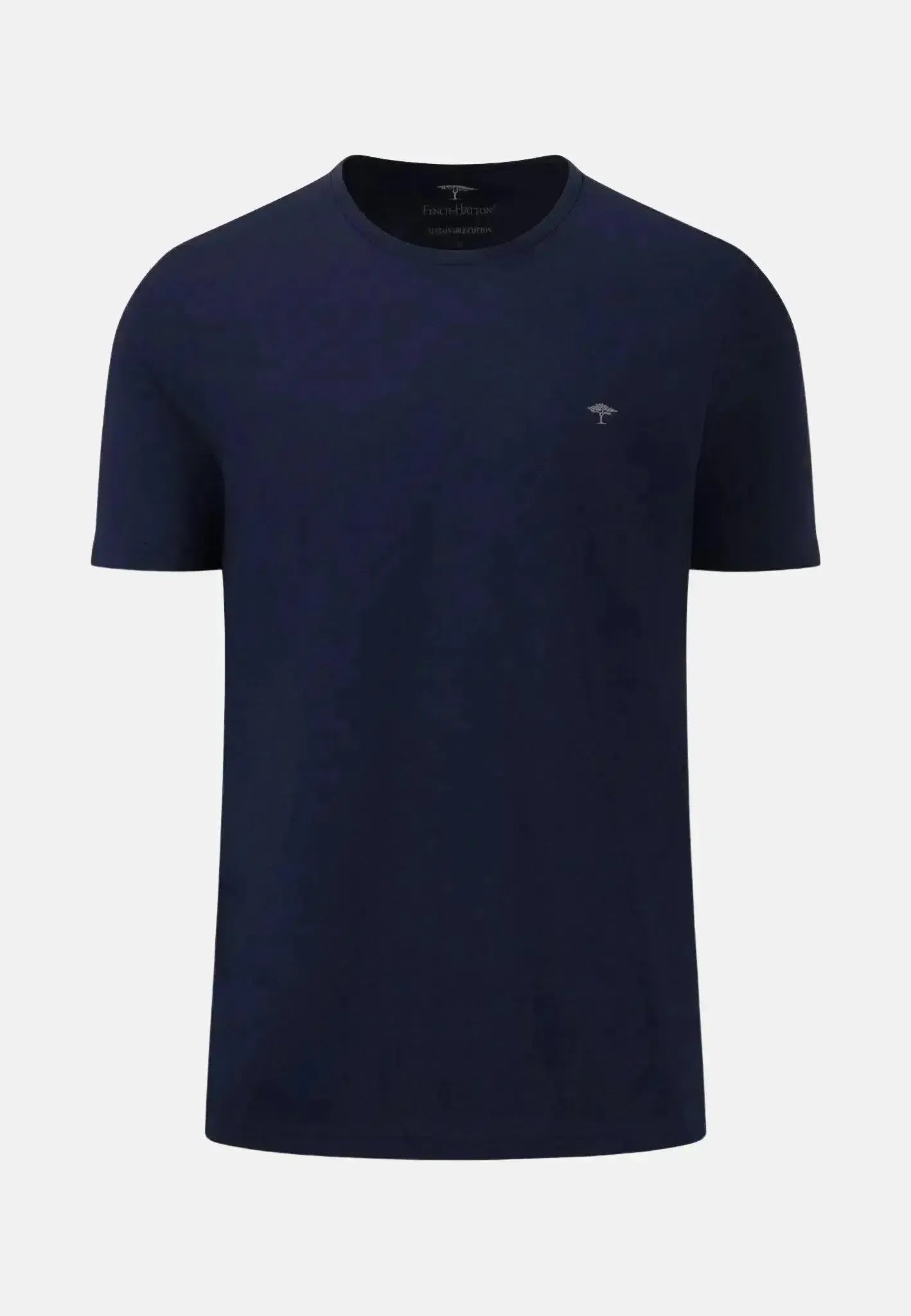 FYNCH-HATTON-Fynch-Hatton Crew Neck T-Shirt Navy-NORTHERN THREADS DESIGNER MENSWEAR