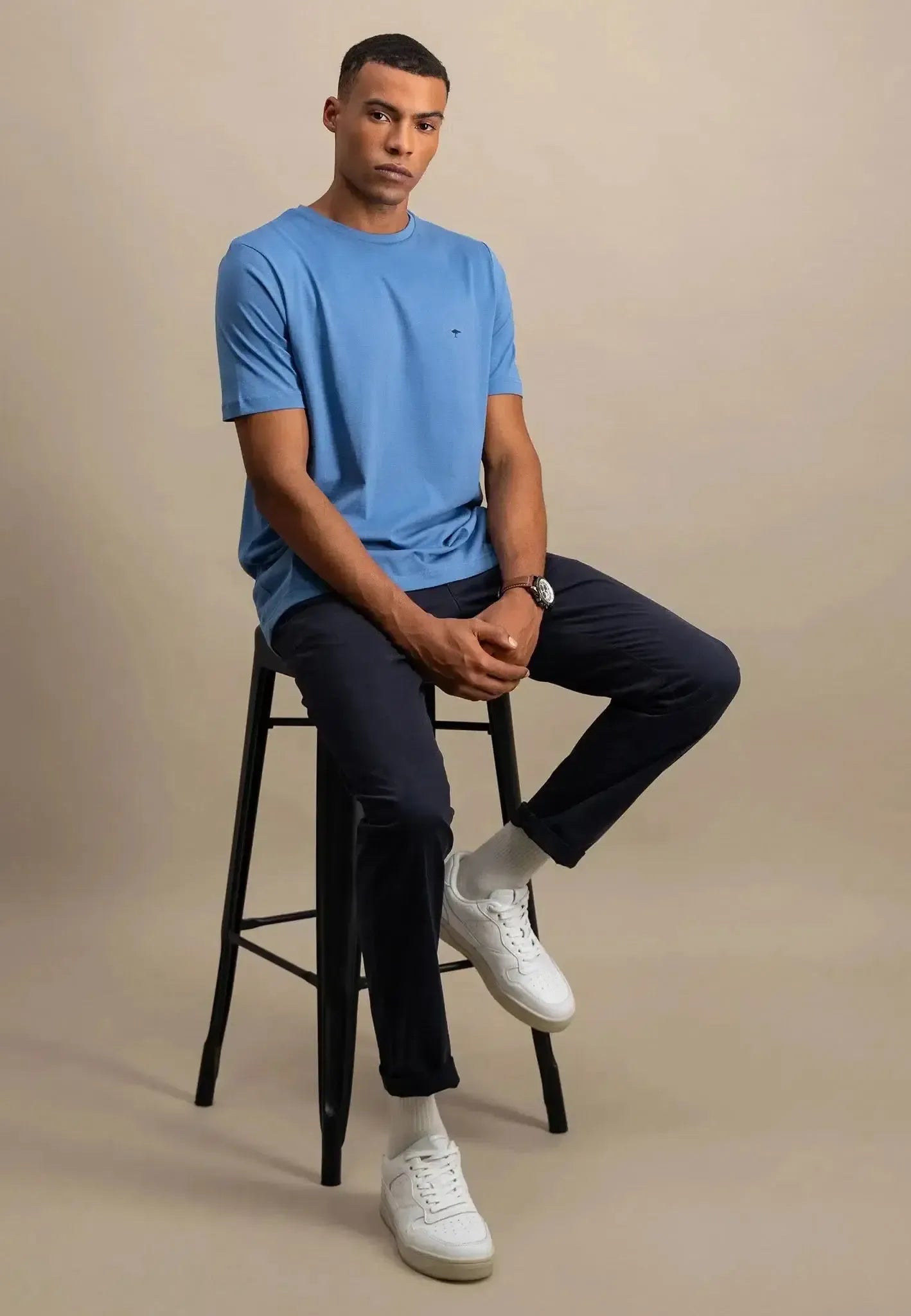 FYNCH-HATTON-Fynch-Hatton Crew Neck T-Shirt Pacific-NORTHERN THREADS DESIGNER MENSWEAR