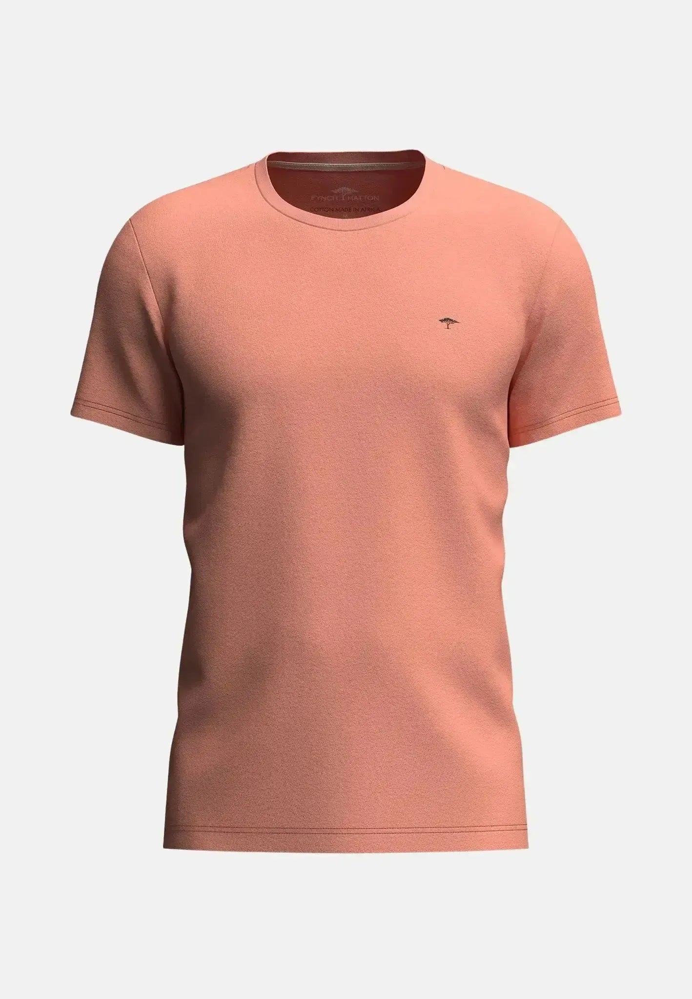 FYNCH-HATTON-Fynch-Hatton Crew Neck T-Shirt Peach-NORTHERN THREADS DESIGNER MENSWEAR