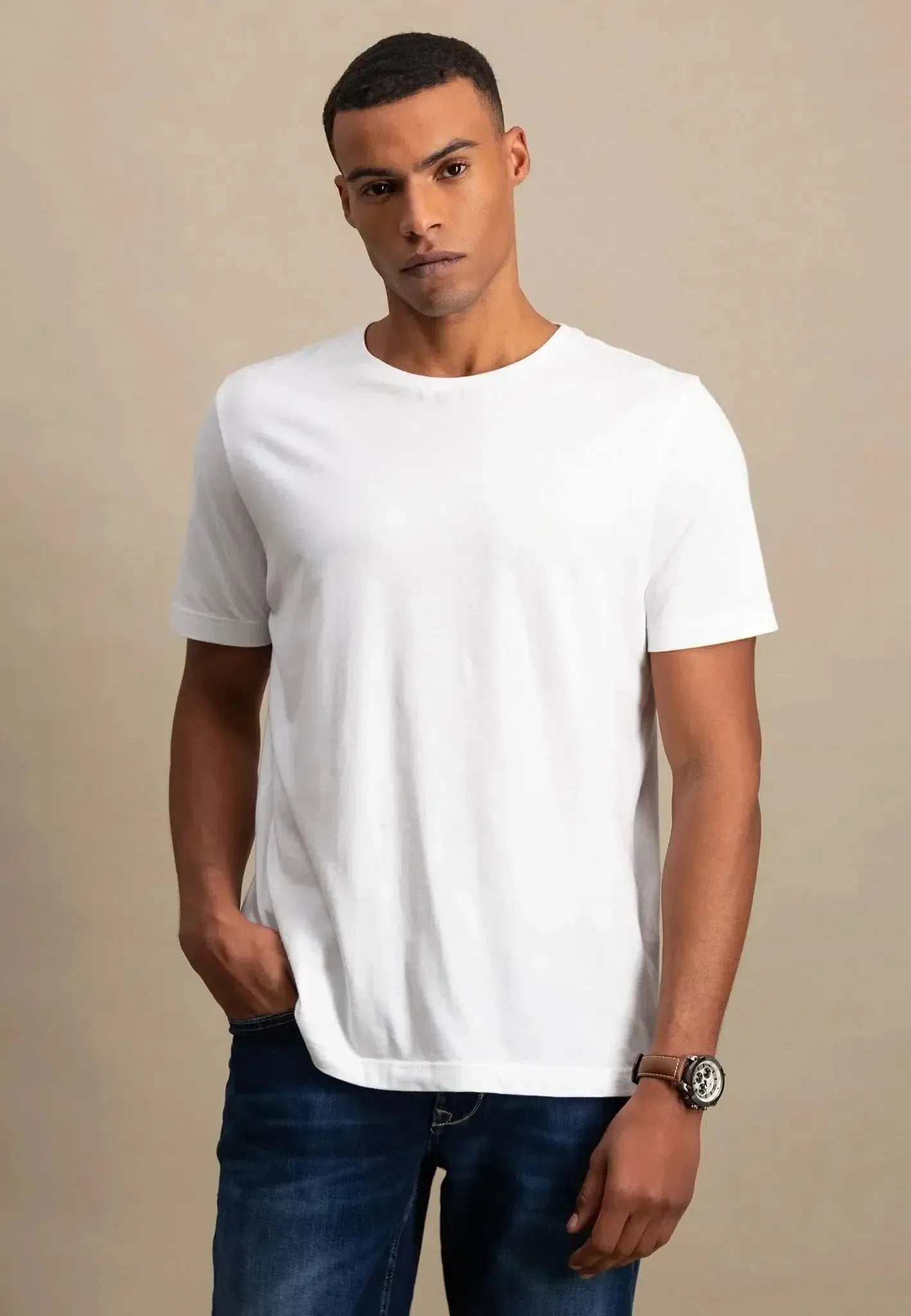 FYNCH-HATTON-Fynch-Hatton Crew Neck T-Shirt White-NORTHERN THREADS DESIGNER MENSWEAR