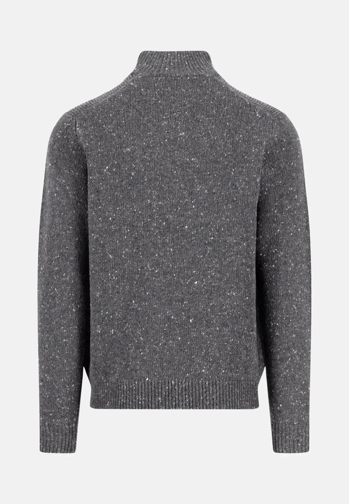 FYNCH-HATTON-Fynch-Hatton Donegal Wool 1/4 Zip Knit Steel-NORTHERN THREADS DESIGNER MENSWEAR