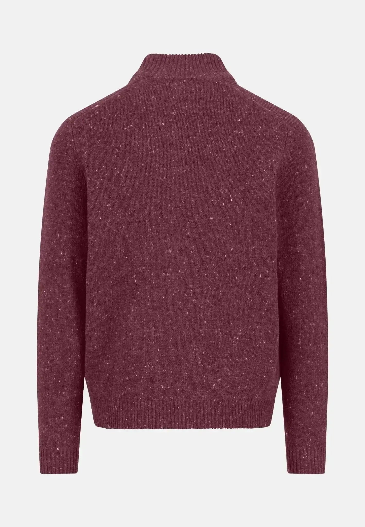 FYNCH-HATTON-Fynch-Hatton Donegal Wool Zip Cardigan Deep Merlot-NORTHERN THREADS DESIGNER MENSWEAR