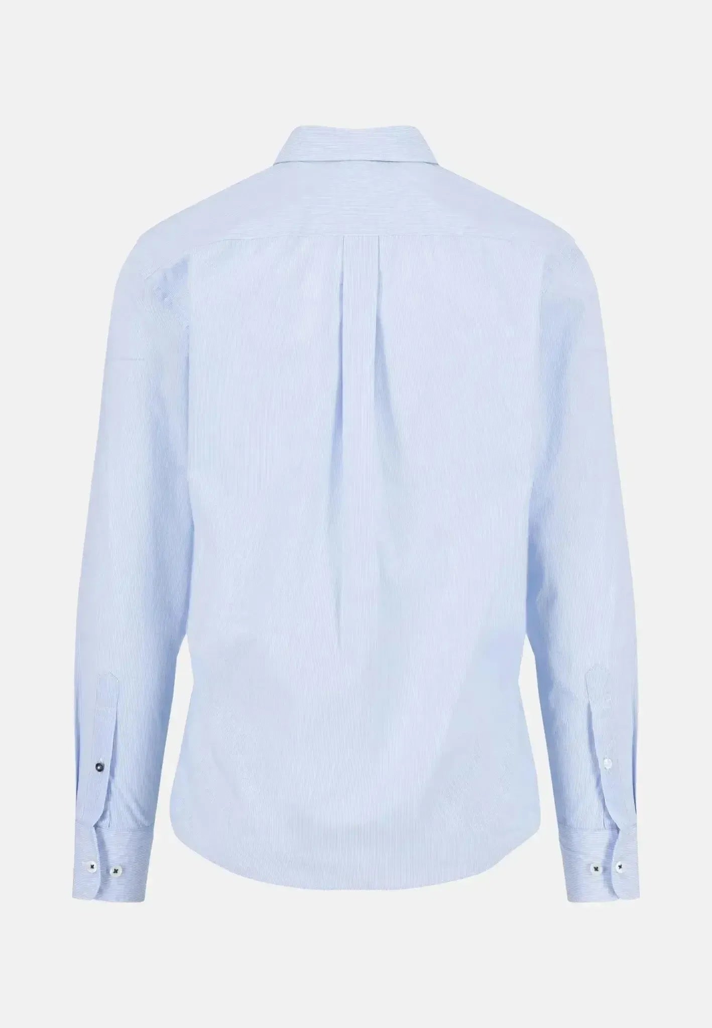 FYNCH-HATTON-Fynch-Hatton Essential Bengal Stripe Kent Collar Shirt Soft Blue-NORTHERN THREADS DESIGNER MENSWEAR