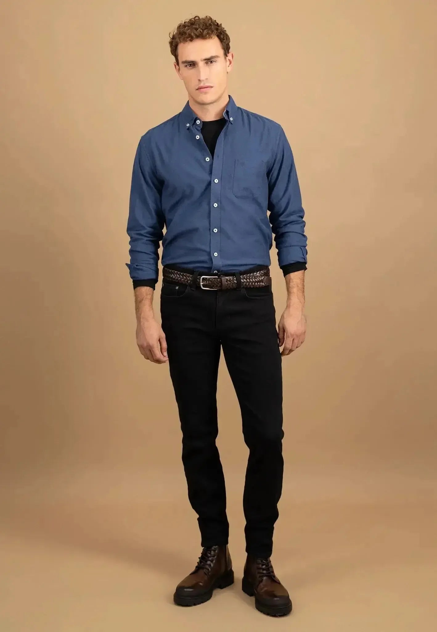 FYNCH-HATTON-Fynch-Hatton Essential Flannel Button Down Shirt Navy-NORTHERN THREADS DESIGNER MENSWEAR