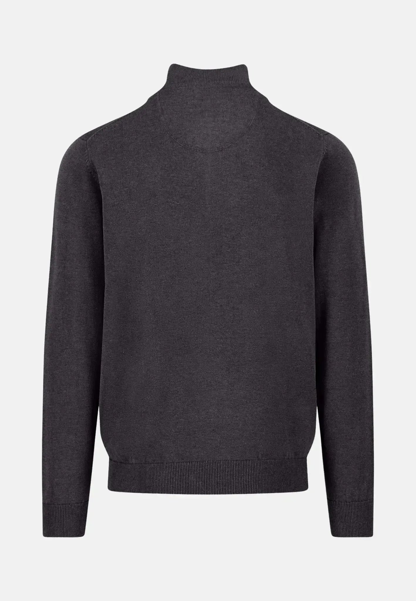 FYNCH-HATTON-Fynch-Hatton Fine Knit Cotton 1/4 Zip Charcoal-NORTHERN THREADS DESIGNER MENSWEAR