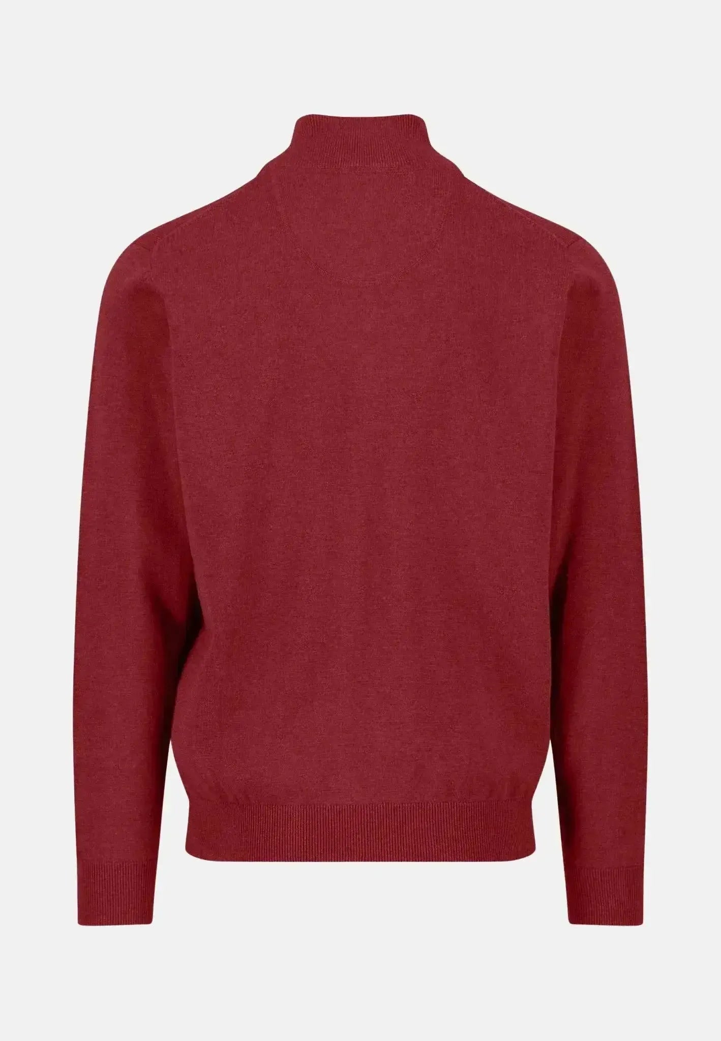 FYNCH-HATTON-Fynch-Hatton Fine Knit Cotton 1/4 Zip Garnet Red-NORTHERN THREADS DESIGNER MENSWEAR
