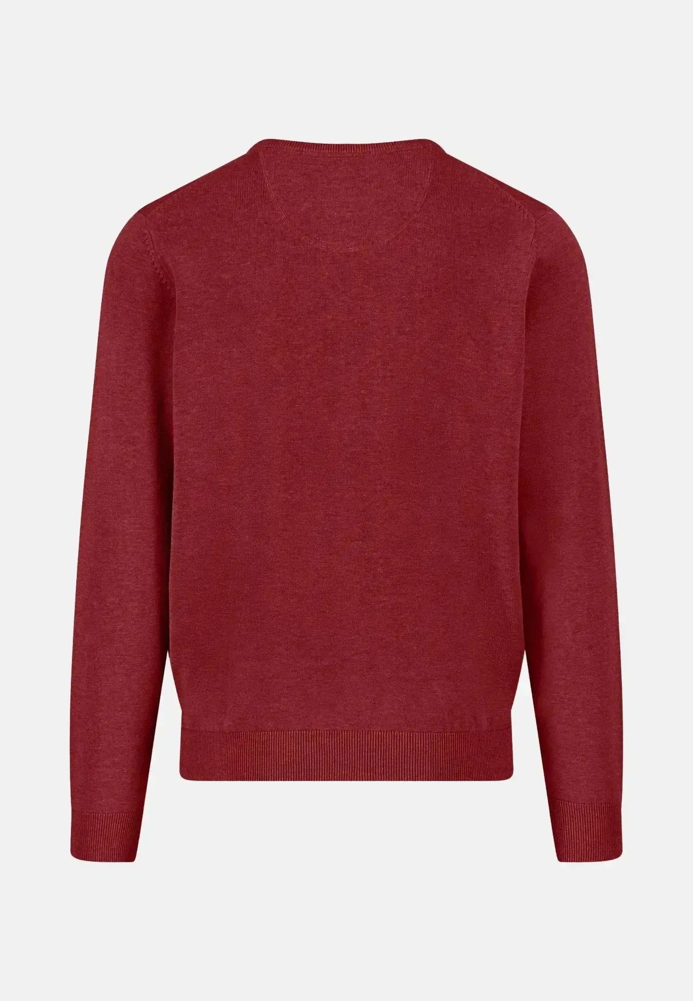 FYNCH-HATTON-Fynch-Hatton Fine Knit Cotton Crewneck Garnet Red-NORTHERN THREADS DESIGNER MENSWEAR