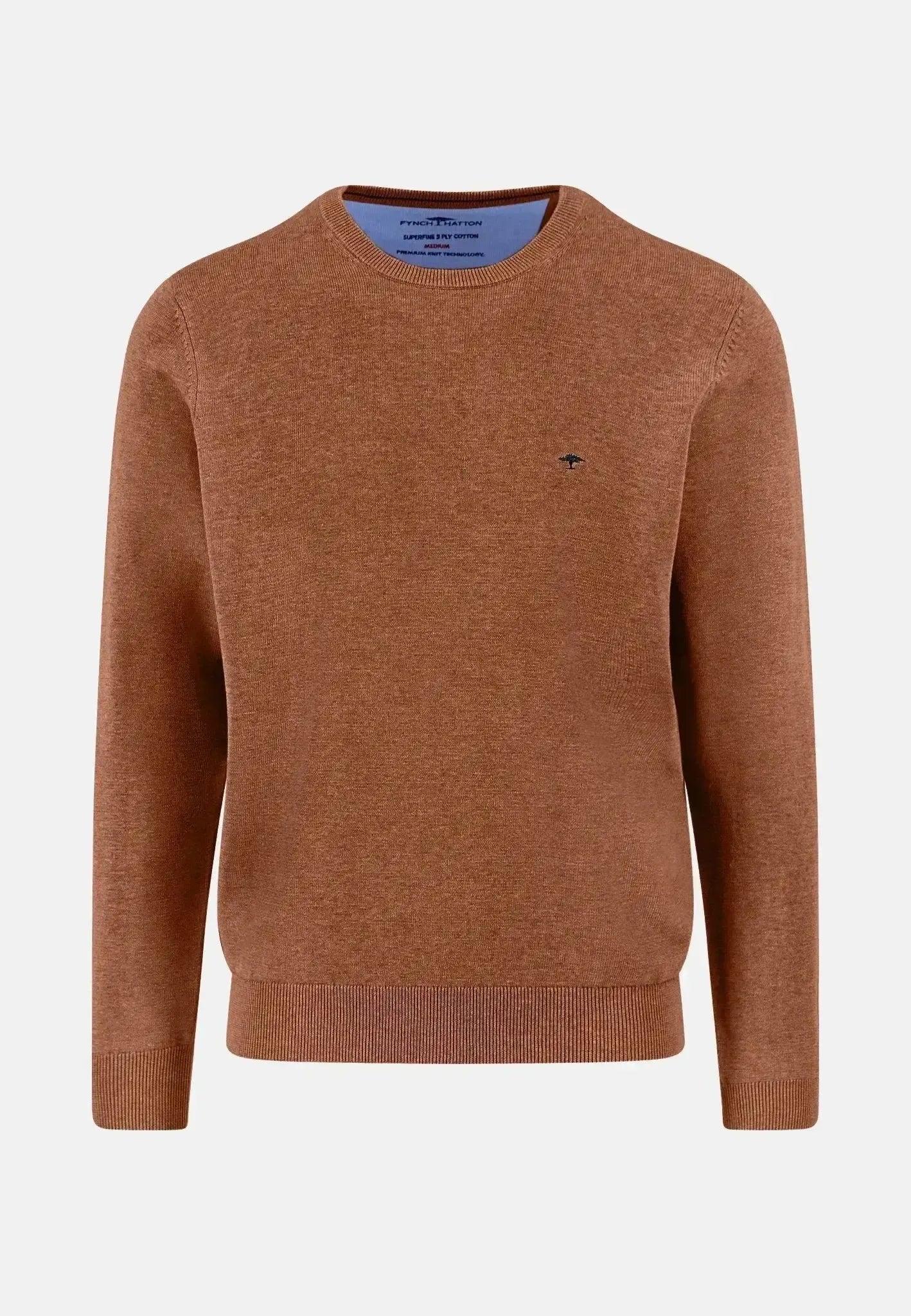 FYNCH-HATTON-Fynch-Hatton Fine Knit Cotton Crewneck Hazel-NORTHERN THREADS DESIGNER MENSWEAR