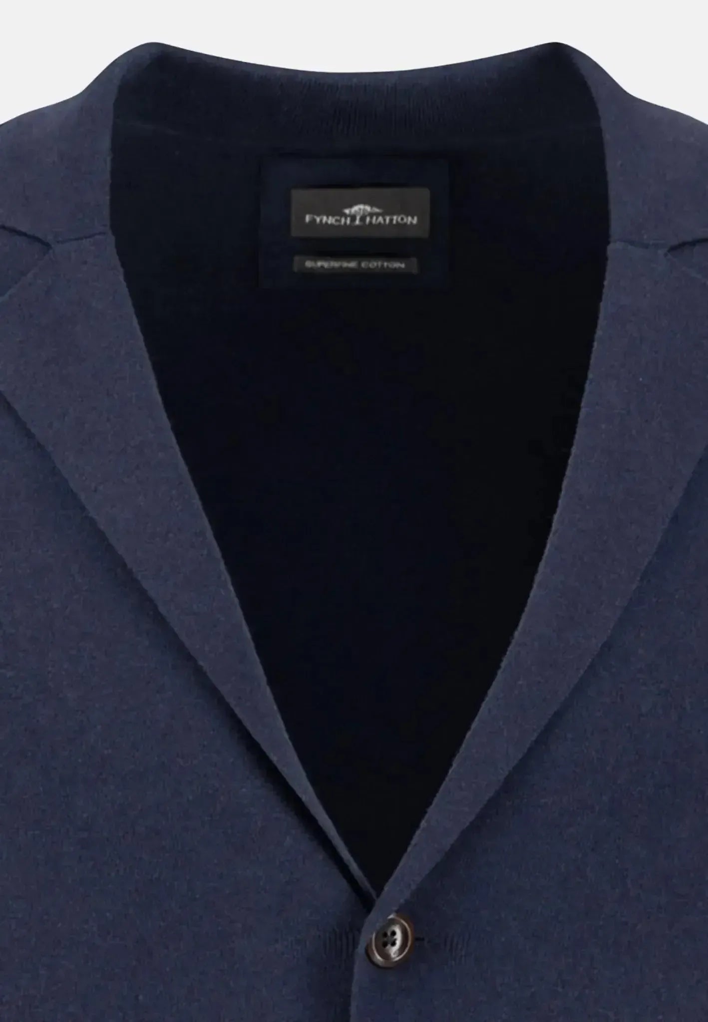 FYNCH-HATTON-Fynch-Hatton Full Needle Cotton Blazer Navy-NORTHERN THREADS DESIGNER MENSWEAR