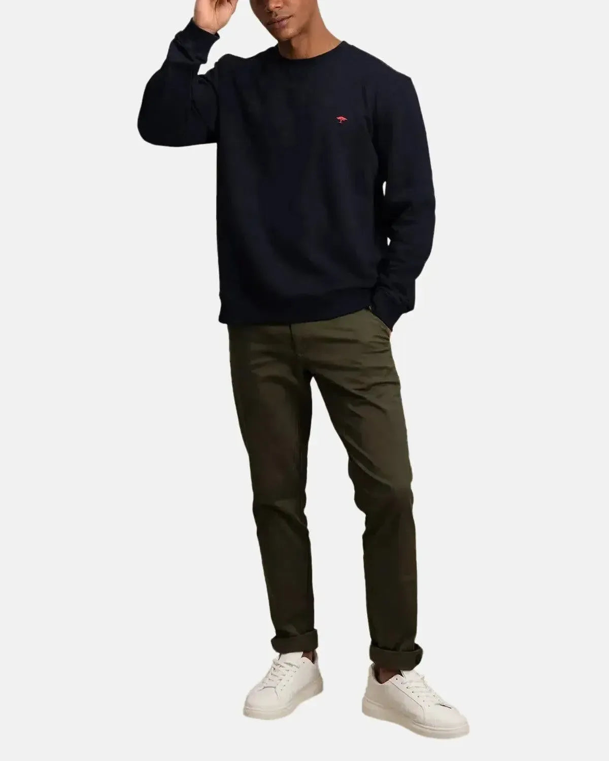 FYNCH-HATTON-FYNCH-HATTON HEAVYWEIGHT CREWNECK SWEATSHIRT NAVY-NORTHERN THREADS DESIGNER MENSWEAR