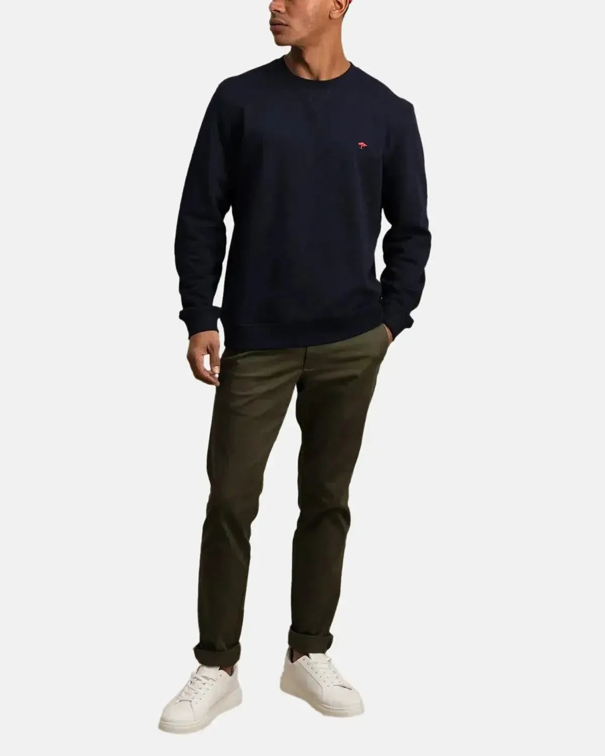 FYNCH-HATTON-FYNCH-HATTON HEAVYWEIGHT CREWNECK SWEATSHIRT NAVY-NORTHERN THREADS DESIGNER MENSWEAR