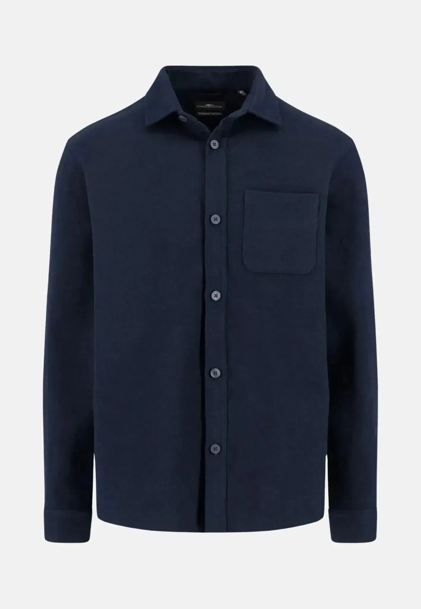 FYNCH-HATTON-Fynch-Hatton Heavyweight Flannel Overshirt Navy-NORTHERN THREADS DESIGNER MENSWEAR