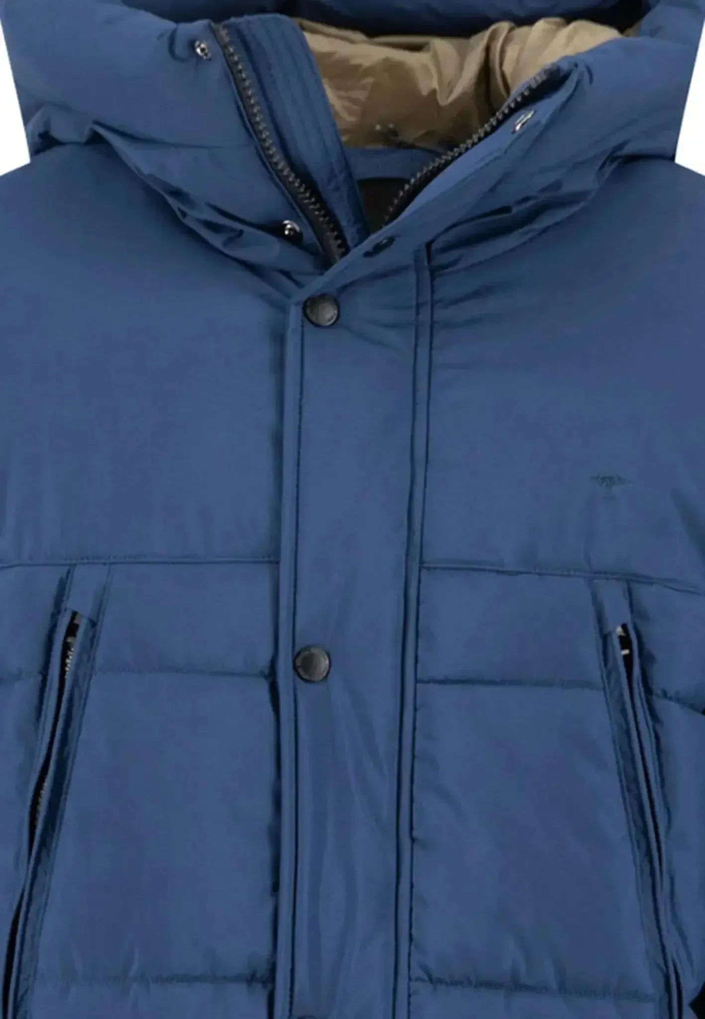 FYNCH-HATTON-Fynch-Hatton Hooded Full Length Puffer Coat Misty Blue-NORTHERN THREADS DESIGNER MENSWEAR