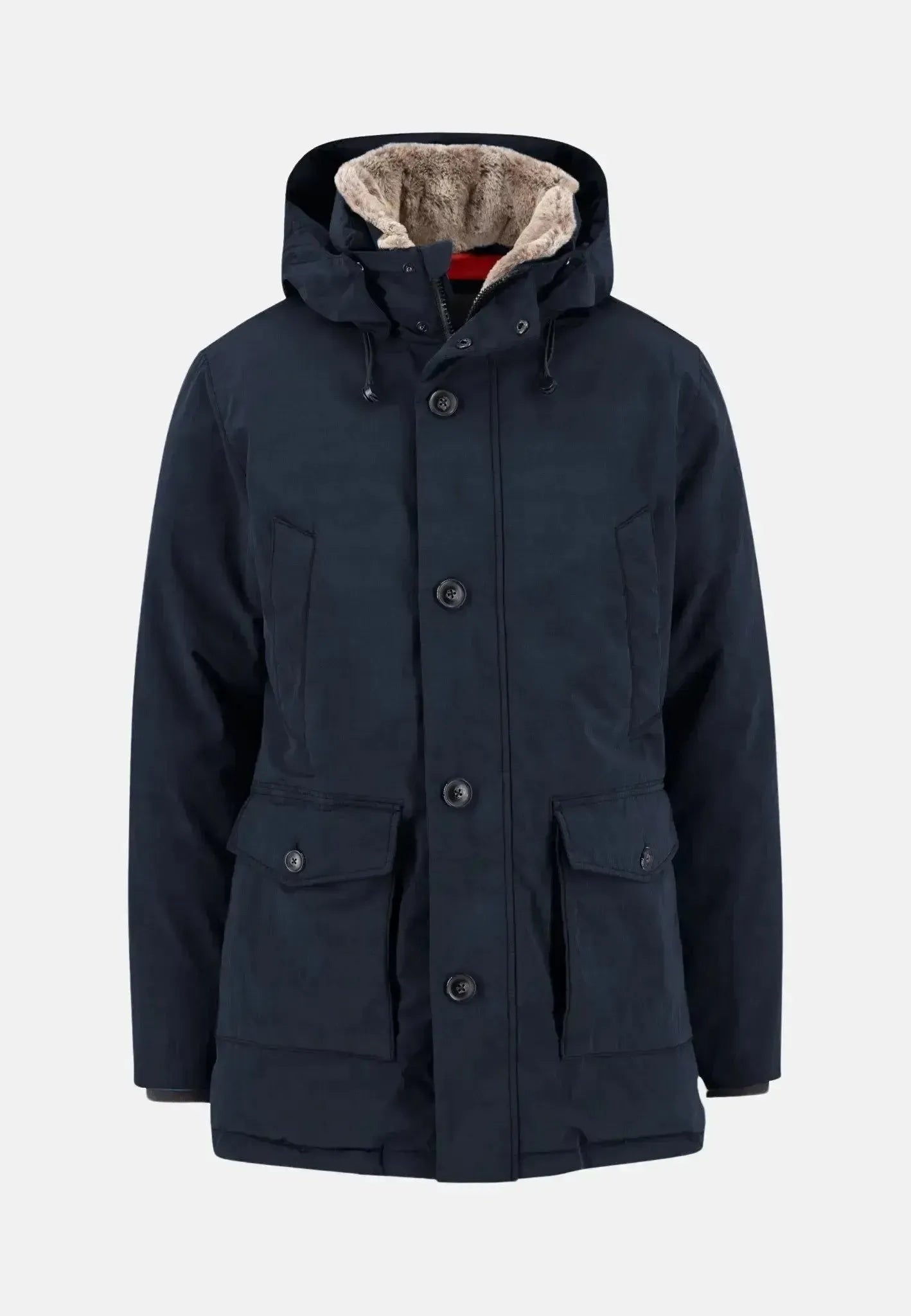 FYNCH-HATTON-Fynch-Hatton Hooded Winter Parka Jacket Dark Navy-NORTHERN THREADS DESIGNER MENSWEAR