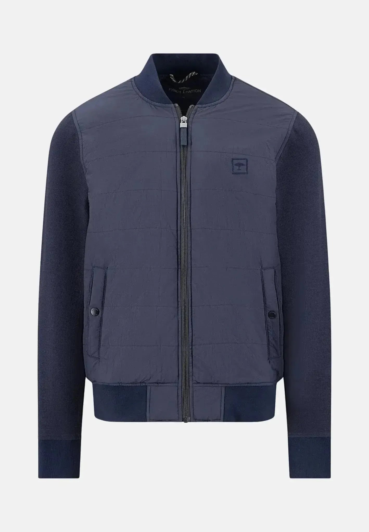FYNCH-HATTON-Fynch-Hatton Hybrid Quilted Bomber Jacket Navy-NORTHERN THREADS DESIGNER MENSWEAR