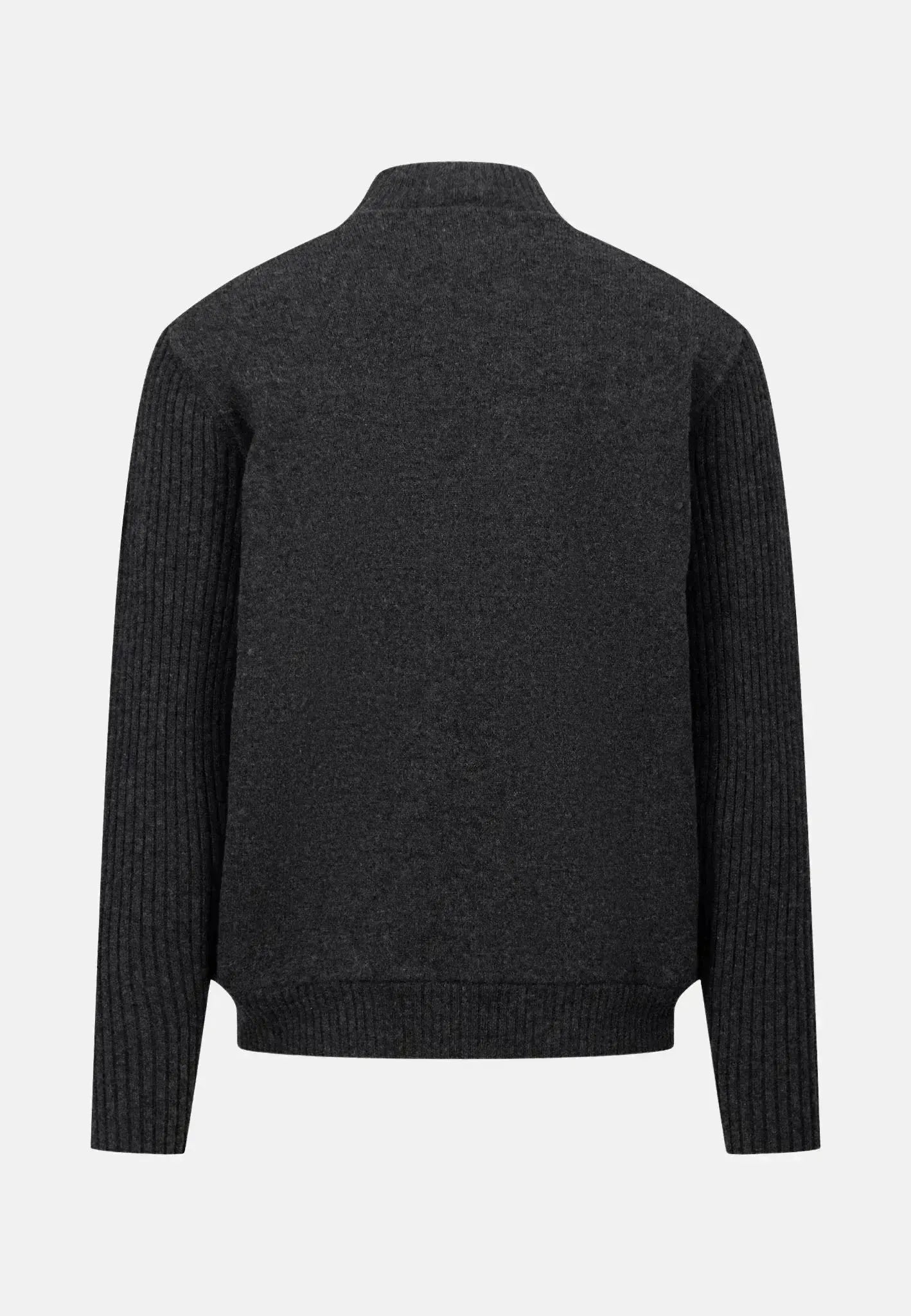 FYNCH-HATTON-Fynch-Hatton Lambswool Zip Cardigan Charcoal-NORTHERN THREADS DESIGNER MENSWEAR