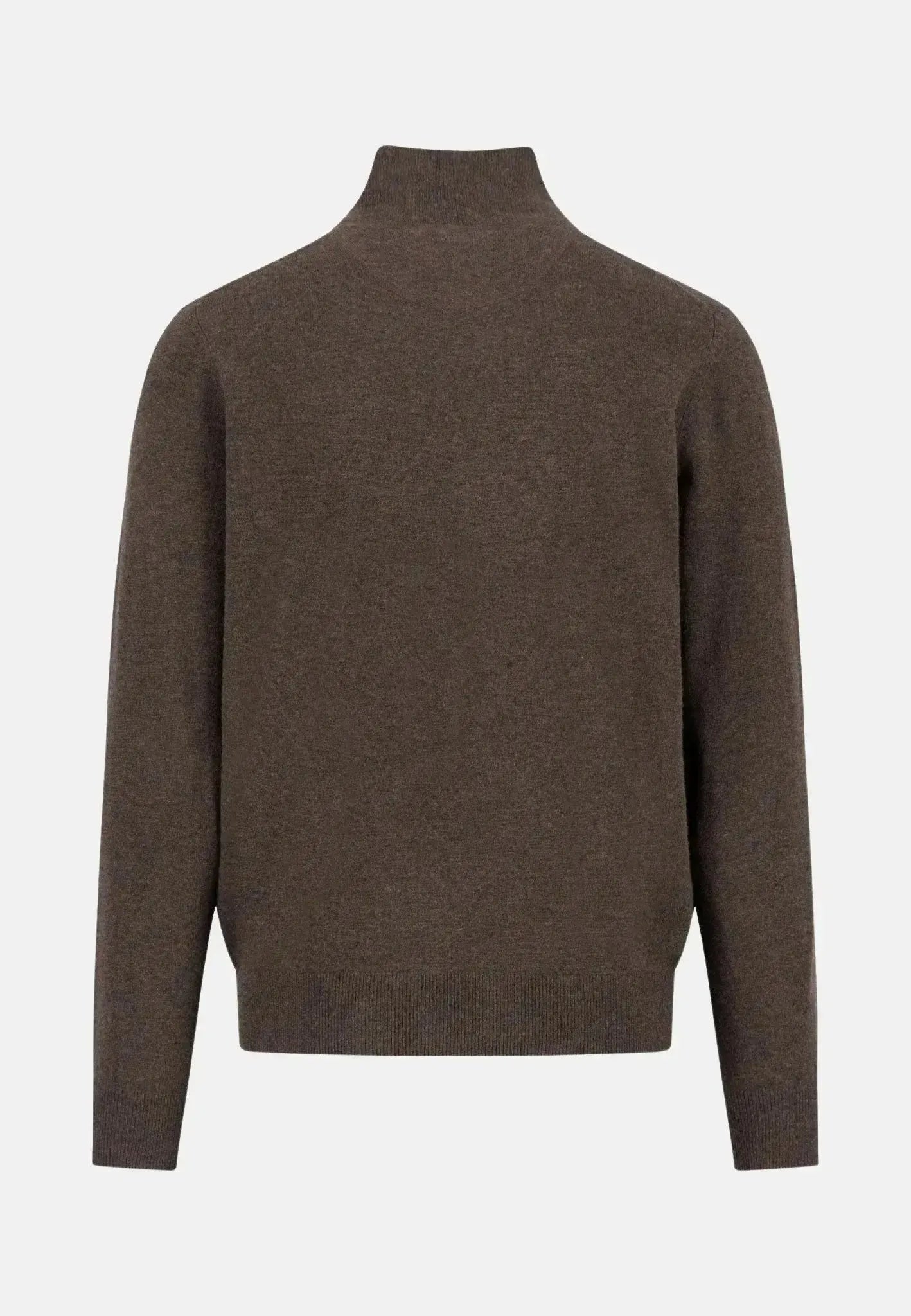 FYNCH-HATTON-Fynch-Hatton Merino Wool Cashmere 1/4 Zip Knit Dark Chocolate-NORTHERN THREADS DESIGNER MENSWEAR