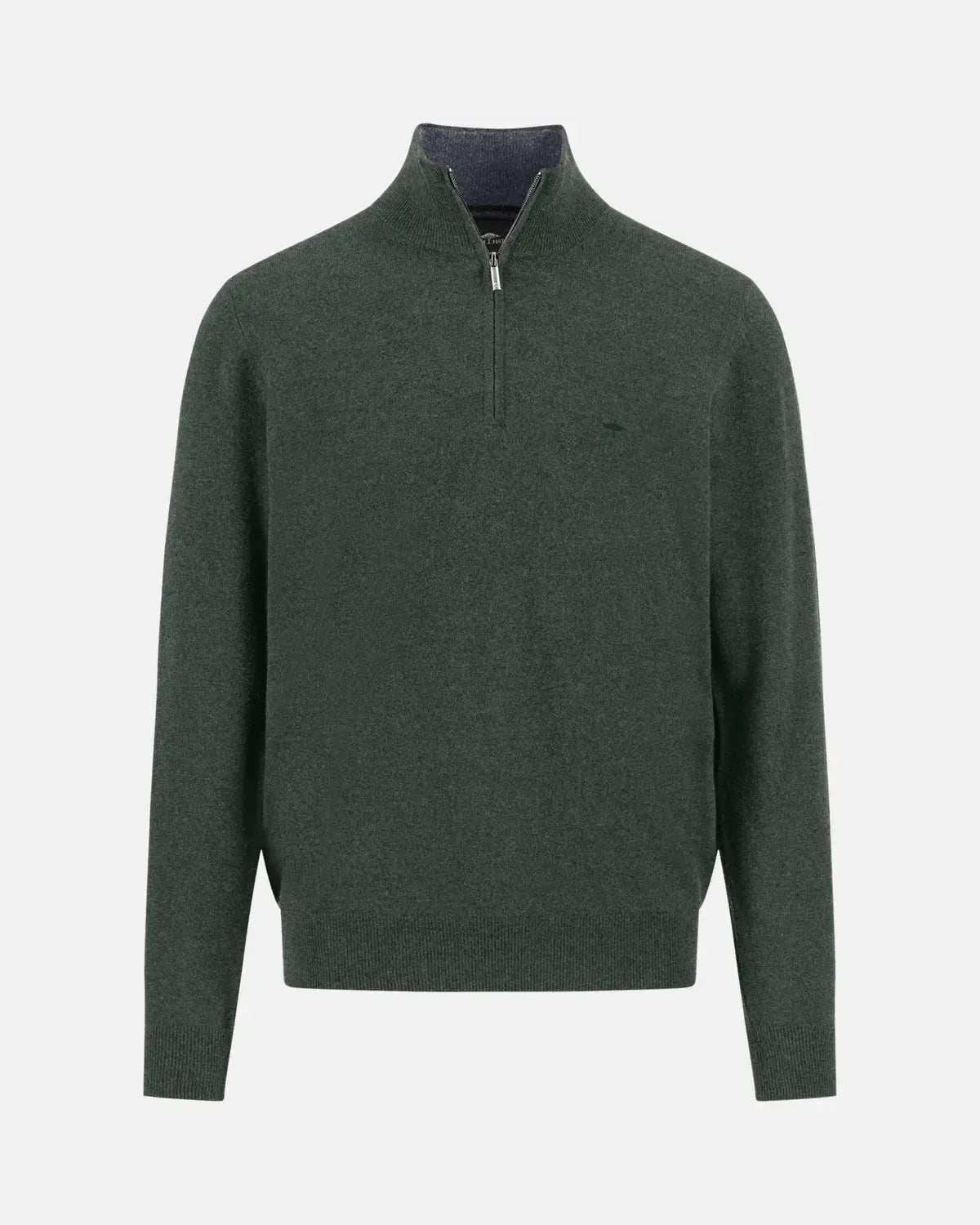 FYNCH-HATTON-FYNCH-HATTON MERINO WOOL CASHMERE 1/4 ZIP KNIT DARK IVY-NORTHERN THREADS DESIGNER MENSWEAR