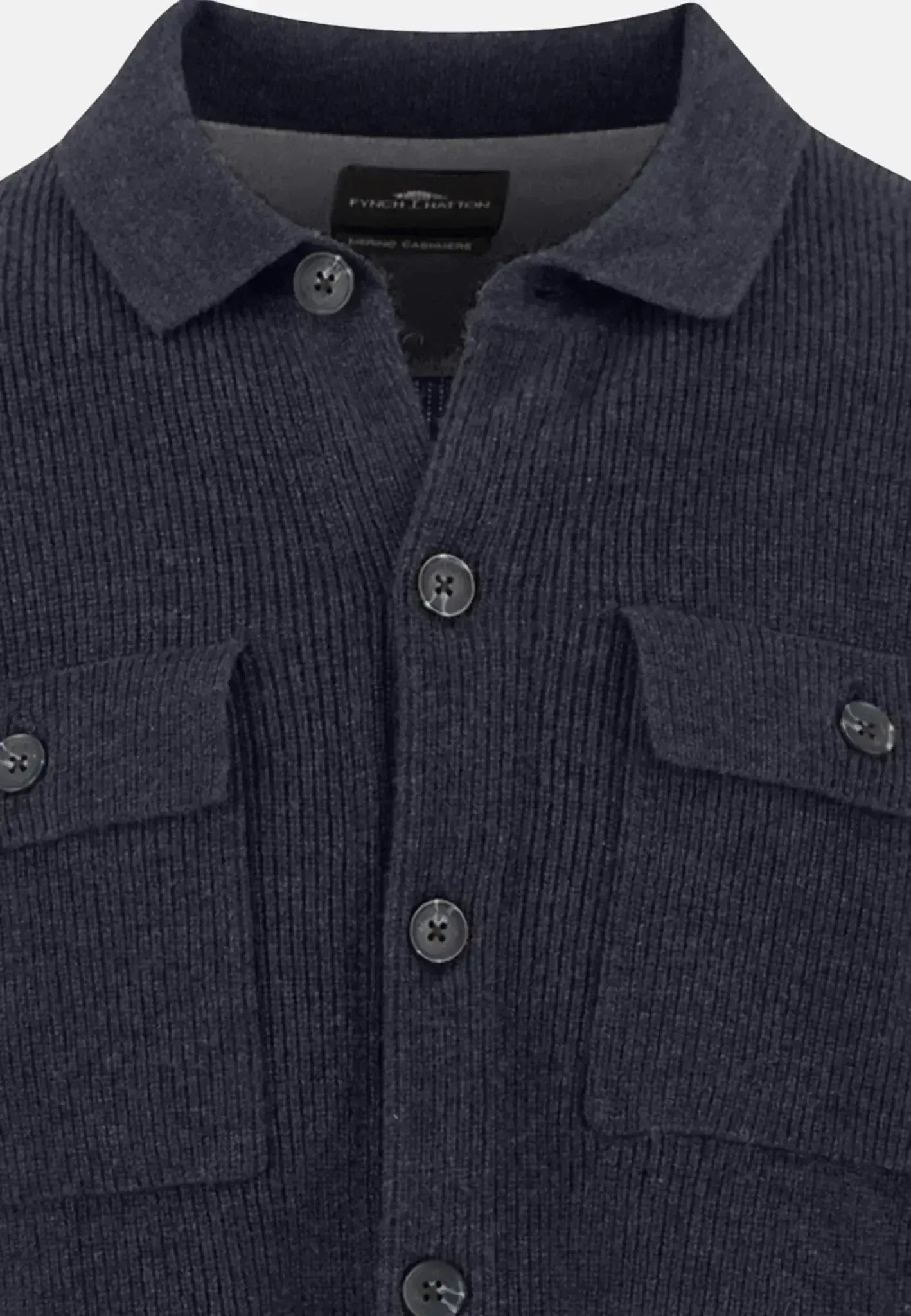 FYNCH-HATTON-Fynch-Hatton Merino Wool Cashmere Buttoned Cardigan Navy-NORTHERN THREADS DESIGNER MENSWEAR