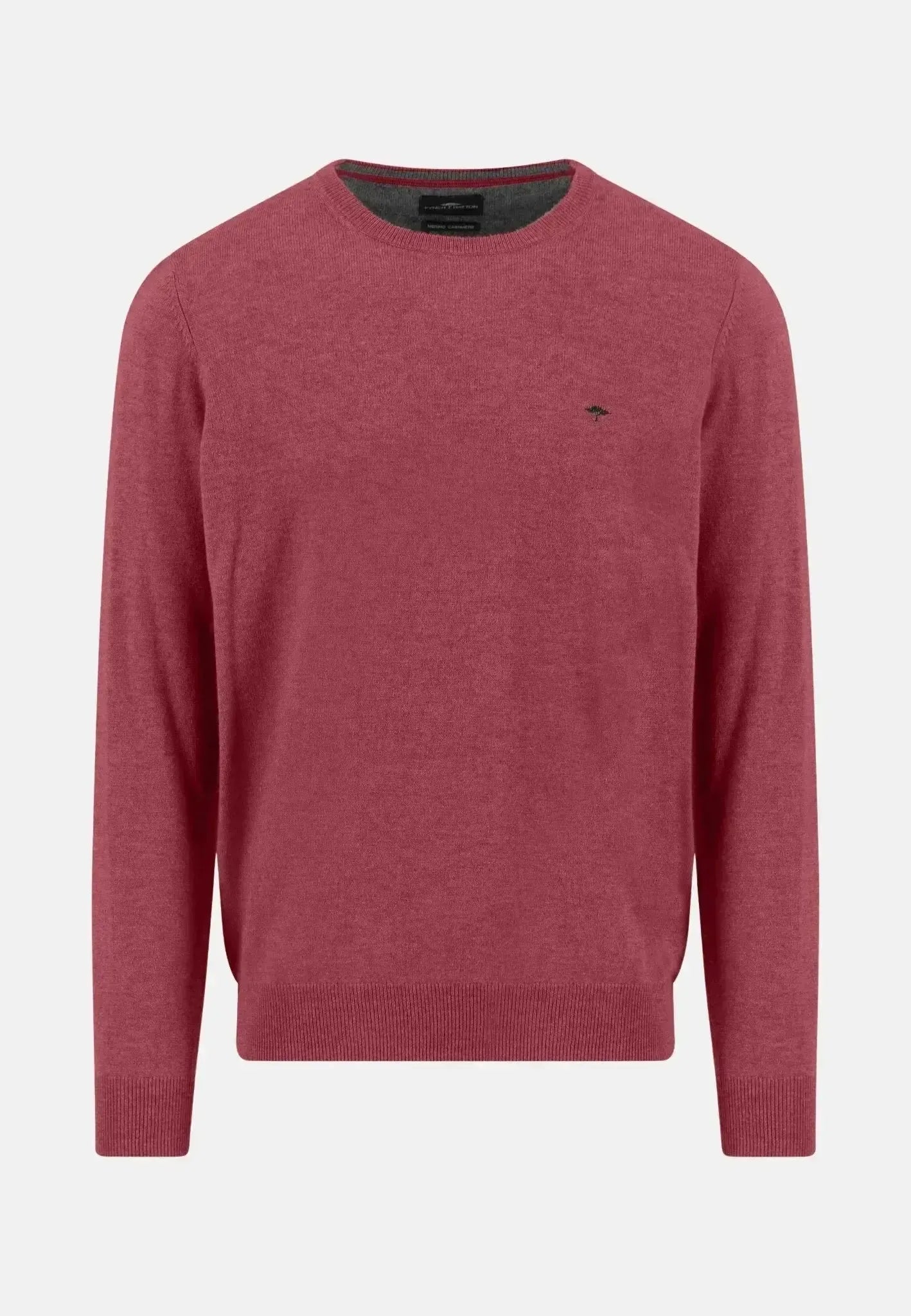 FYNCH-HATTON-Fynch-Hatton Merino Wool Cashmere Crewneck Knit Berry-NORTHERN THREADS DESIGNER MENSWEAR