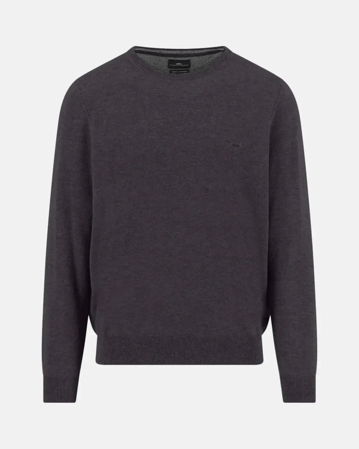 FYNCH-HATTON-FYNCH-HATTON MERINO WOOL CASHMERE CREWNECK KNIT CHARCOAL-NORTHERN THREADS DESIGNER MENSWEAR