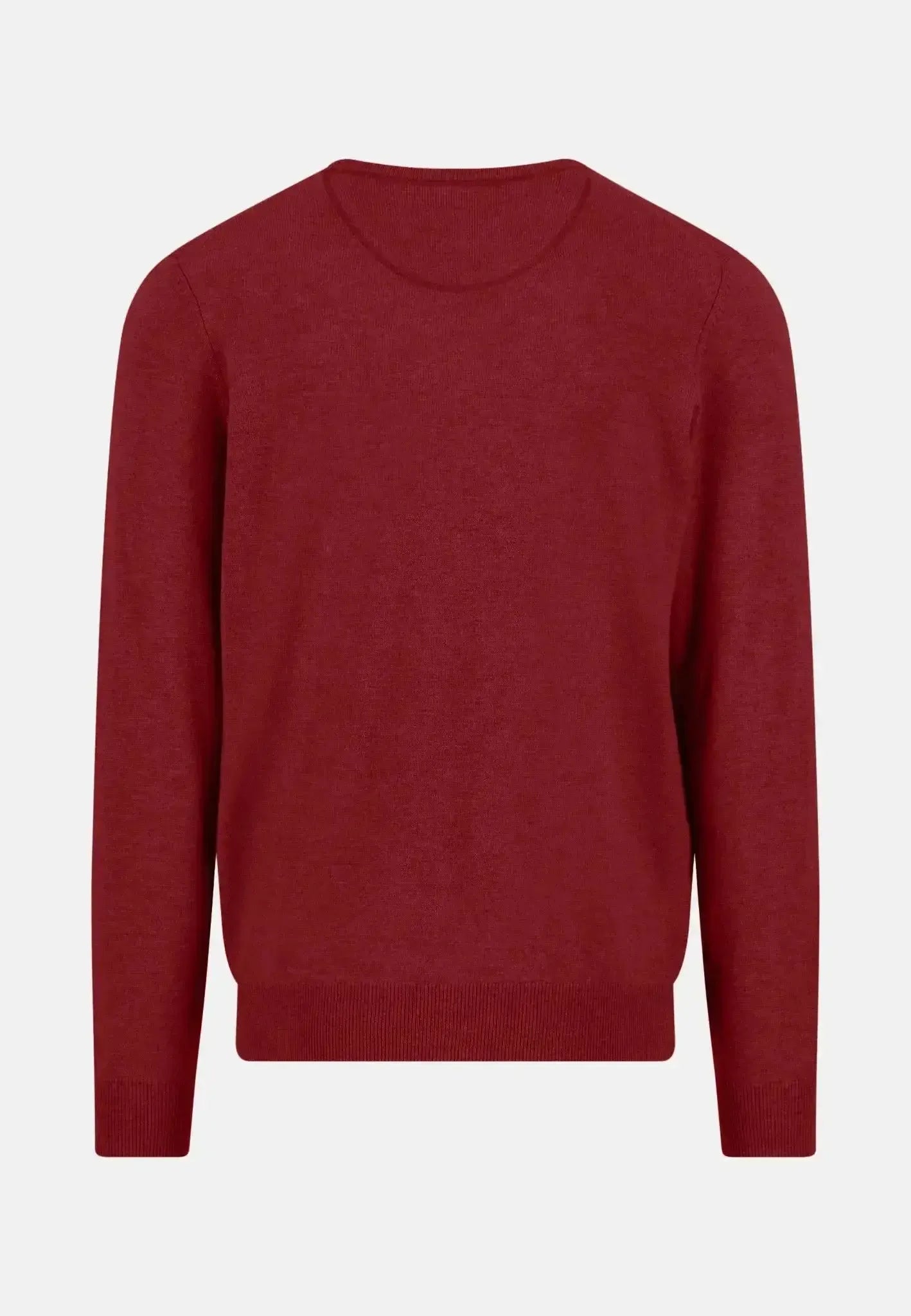 FYNCH-HATTON-Fynch-Hatton Merino Wool Cashmere Crewneck Knit Garnet Red-NORTHERN THREADS DESIGNER MENSWEAR