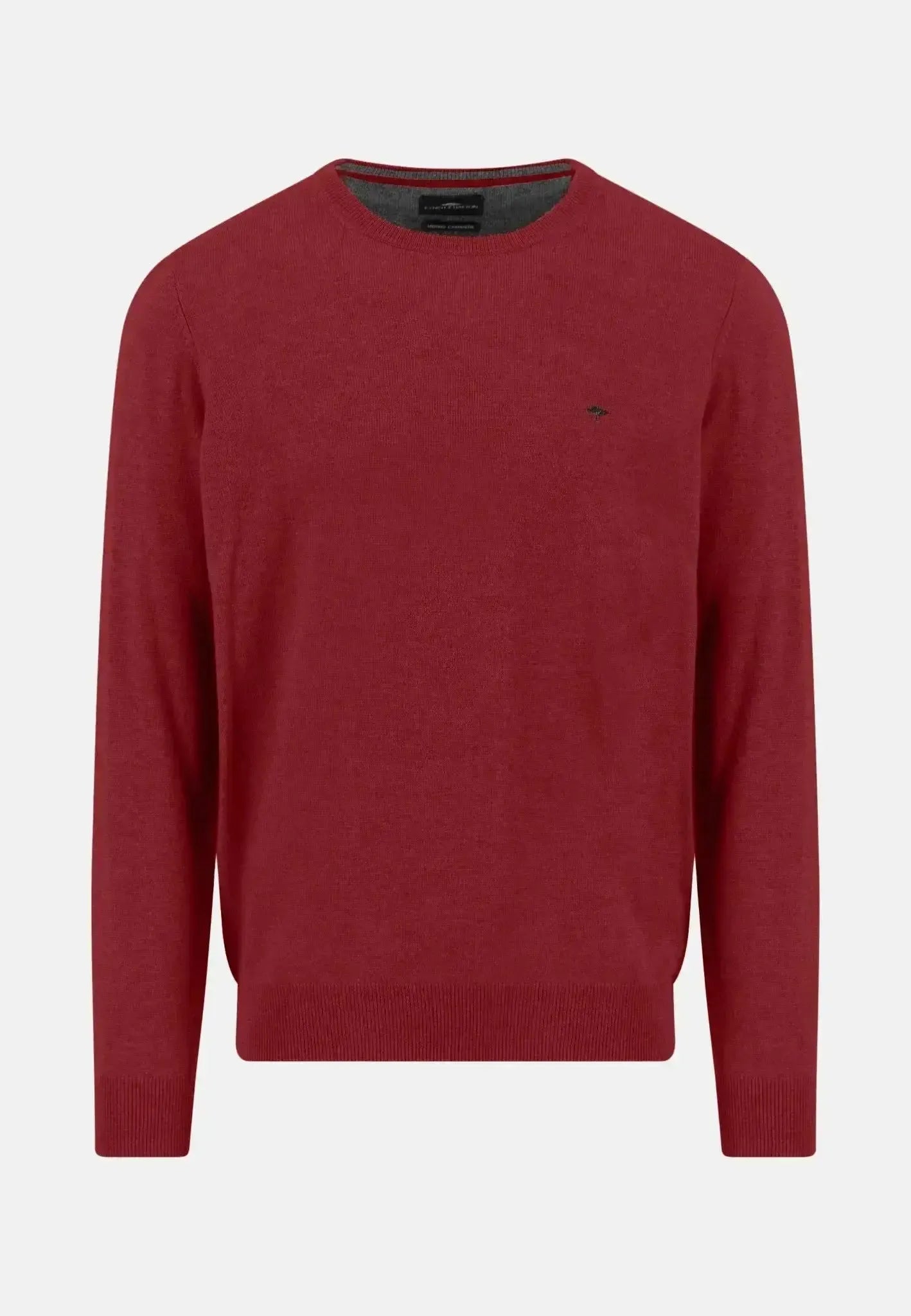 FYNCH-HATTON-Fynch-Hatton Merino Wool Cashmere Crewneck Knit Garnet Red-NORTHERN THREADS DESIGNER MENSWEAR