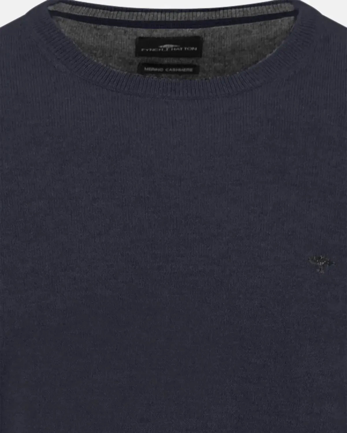 FYNCH-HATTON-FYNCH-HATTON MERINO WOOL CASHMERE CREWNECK KNIT NAVY-NORTHERN THREADS DESIGNER MENSWEAR